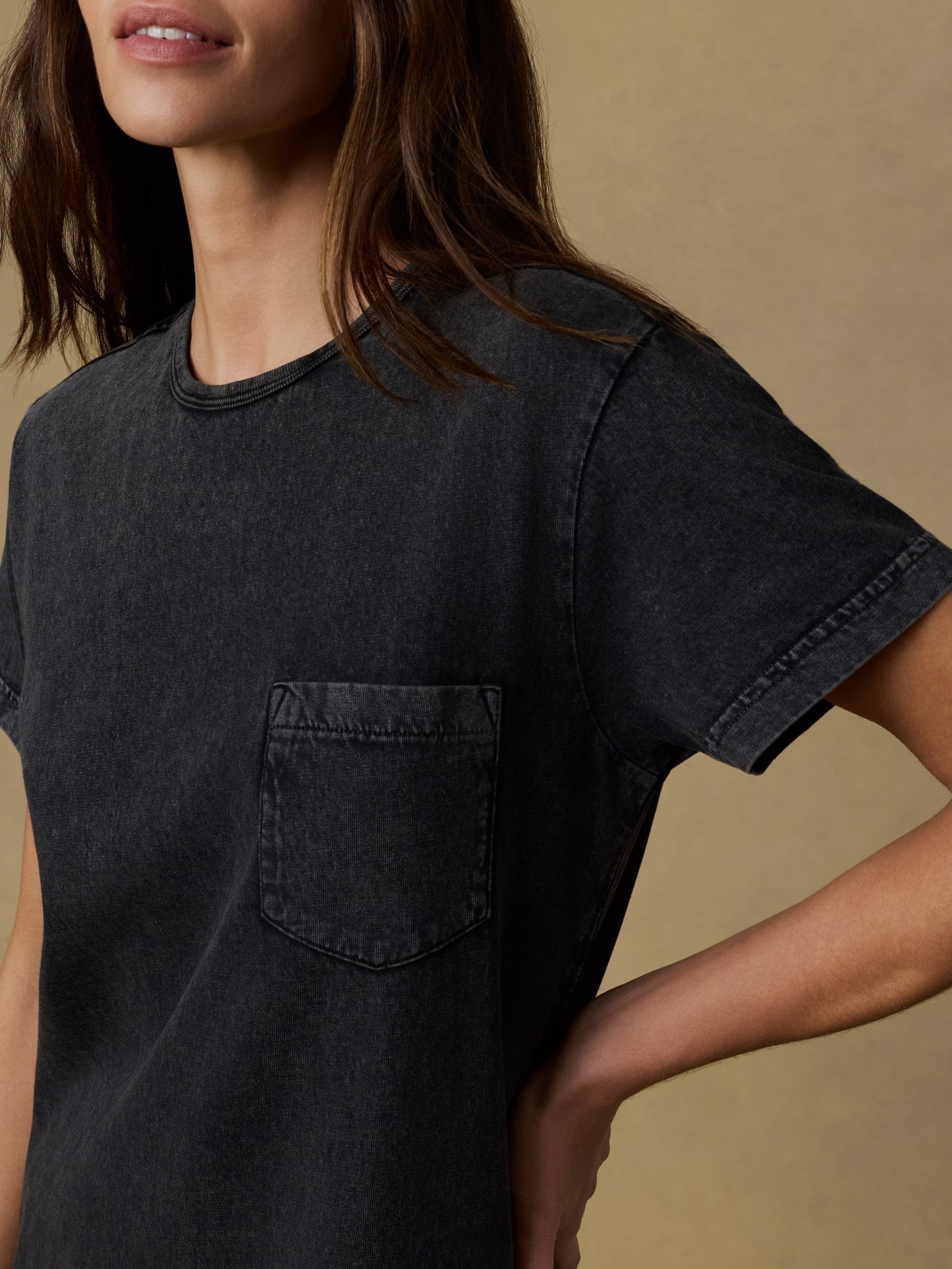 Recycled Cotton Jersey T-Shirt Dress - Washed Black