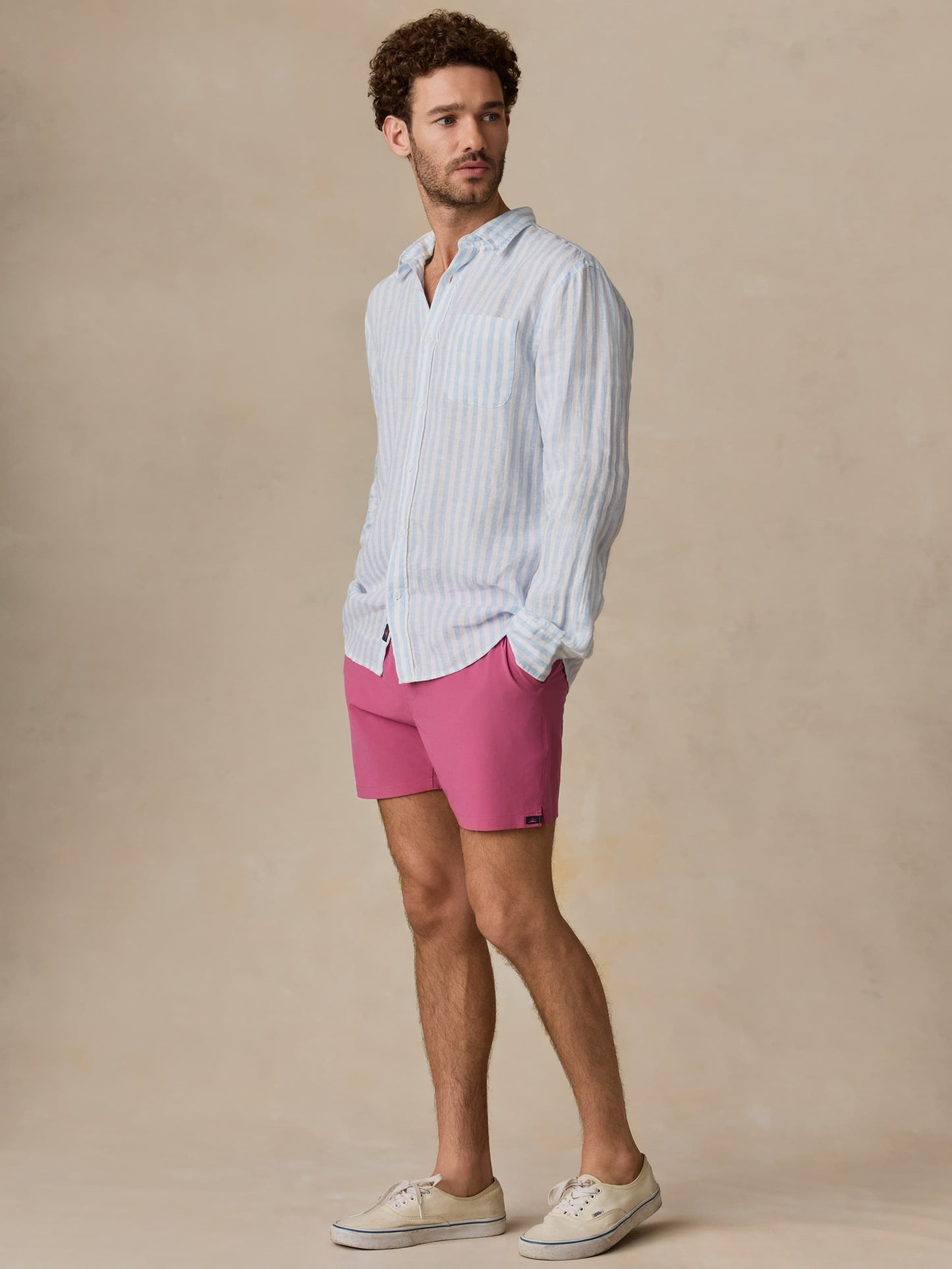 Sunwashed Linen Shirt - Blue Island Stripe