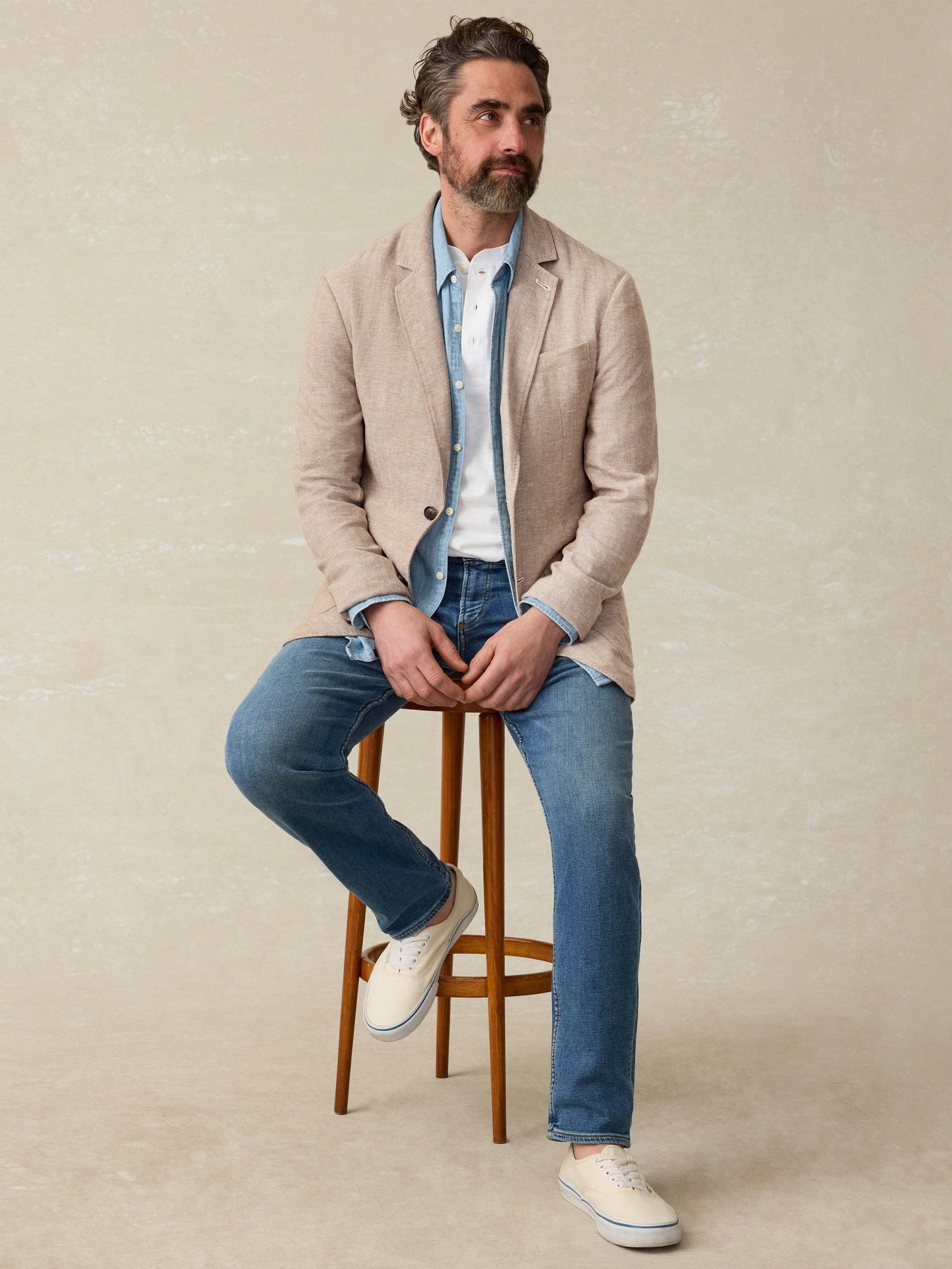 MovementTM Linen Blazer - Wolf Sands Herringbone