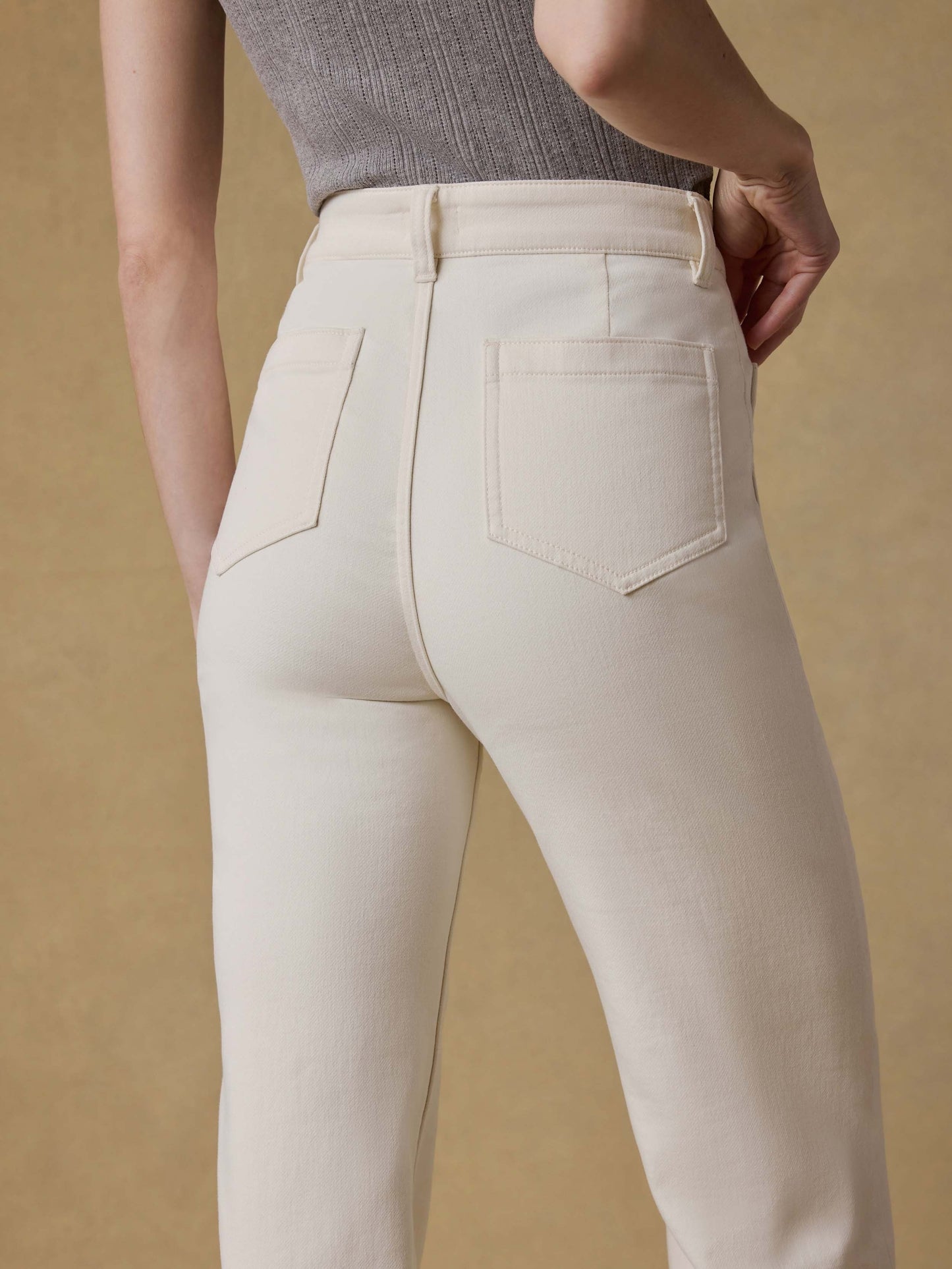 Stretch Terry Patch Pocket Pant - Egret