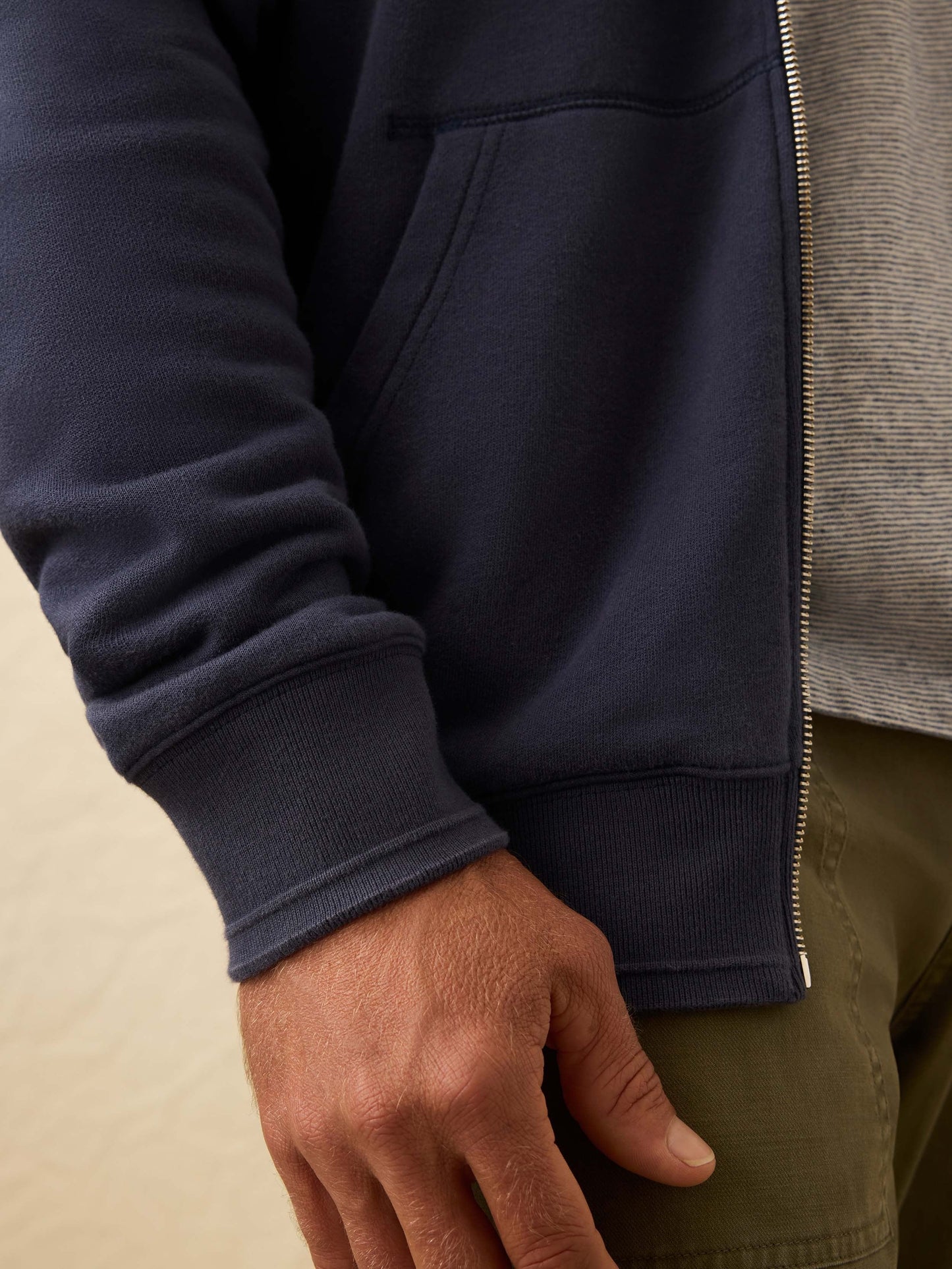 Flannel Lined Full Zip Hoodie - Dark Ocean