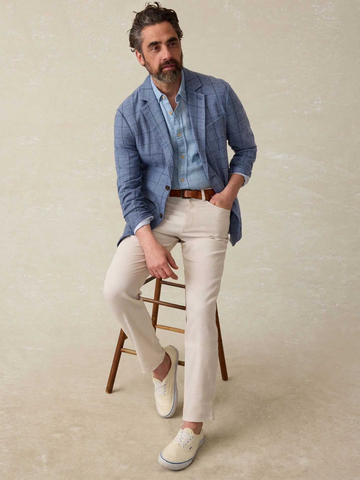 MovementTM Linen Blazer - Storm Cape Windowpane