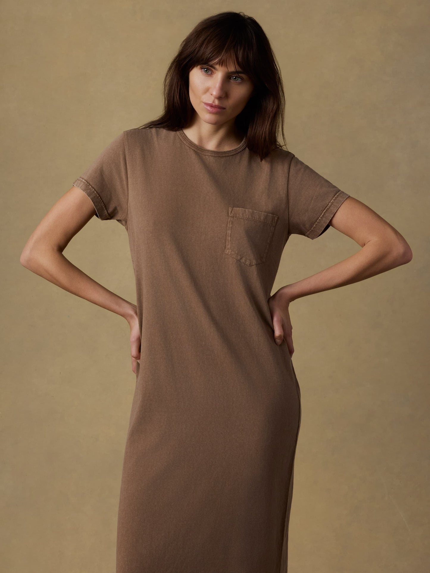 Recycled Cotton Jersey T-Shirt Dress - Alpine Brown