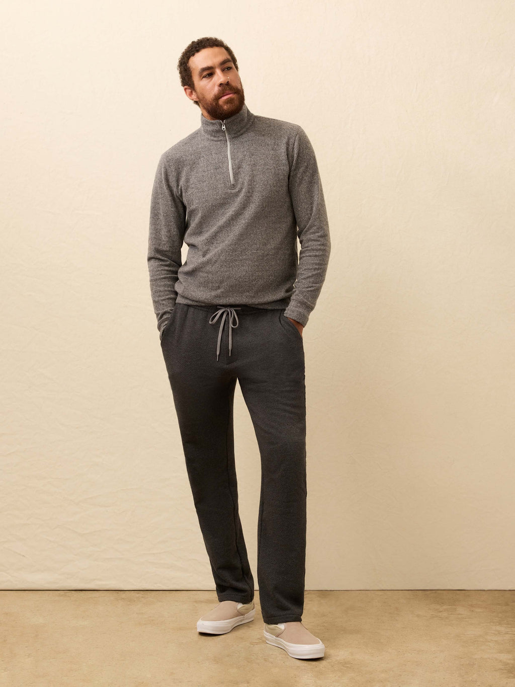 LegendTM Sweater Quarter Zip - Alpine Grey Herringbone