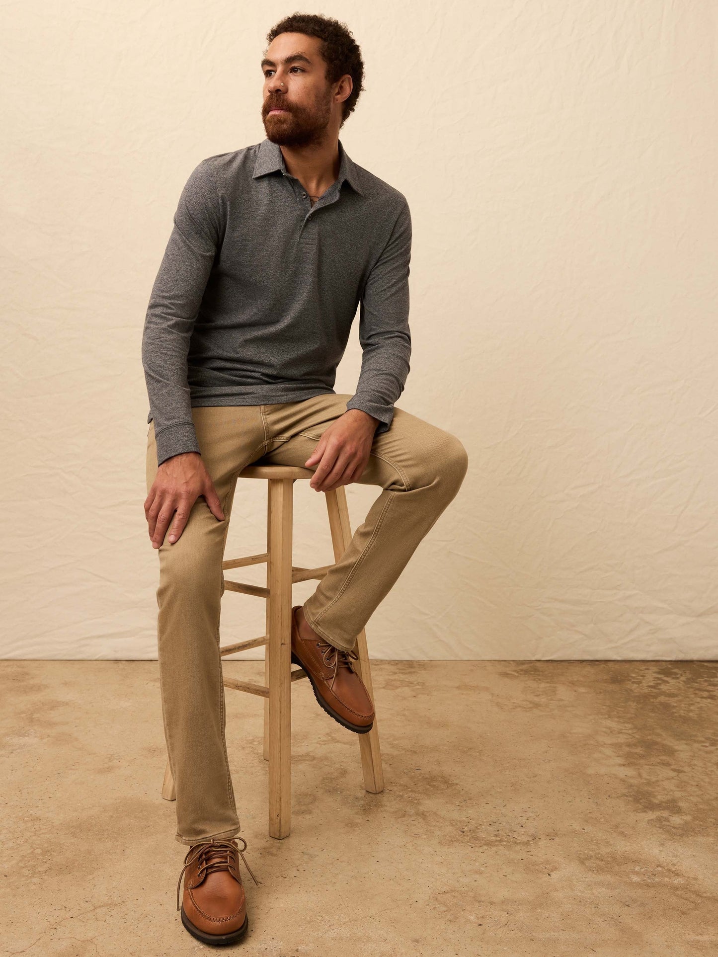 Long-Sleeve MovementTM Pique Polo - Dusty Iron Heather