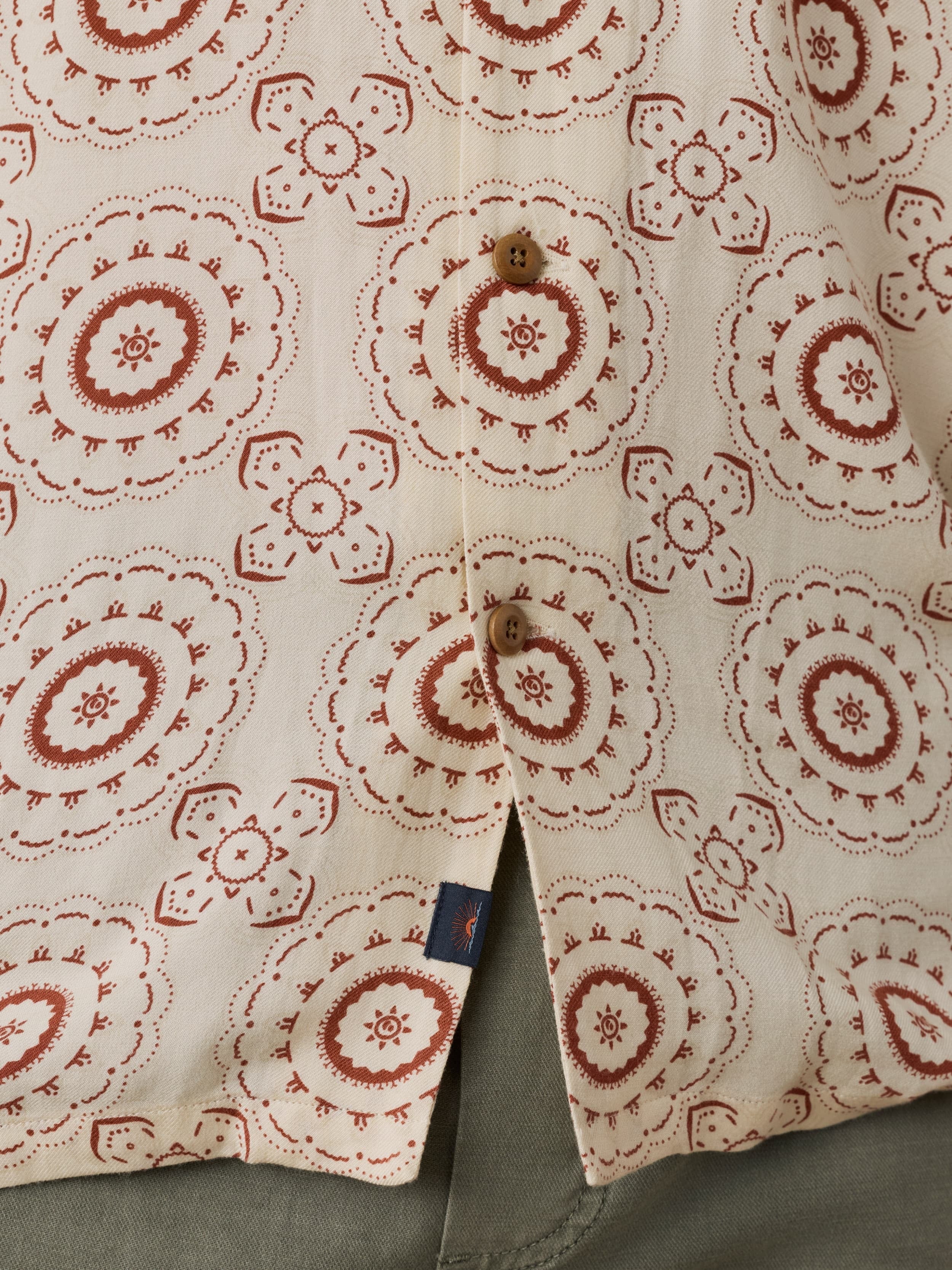 Short-Sleeve Bali Camp Shirt - Cream Sunburst Bloom