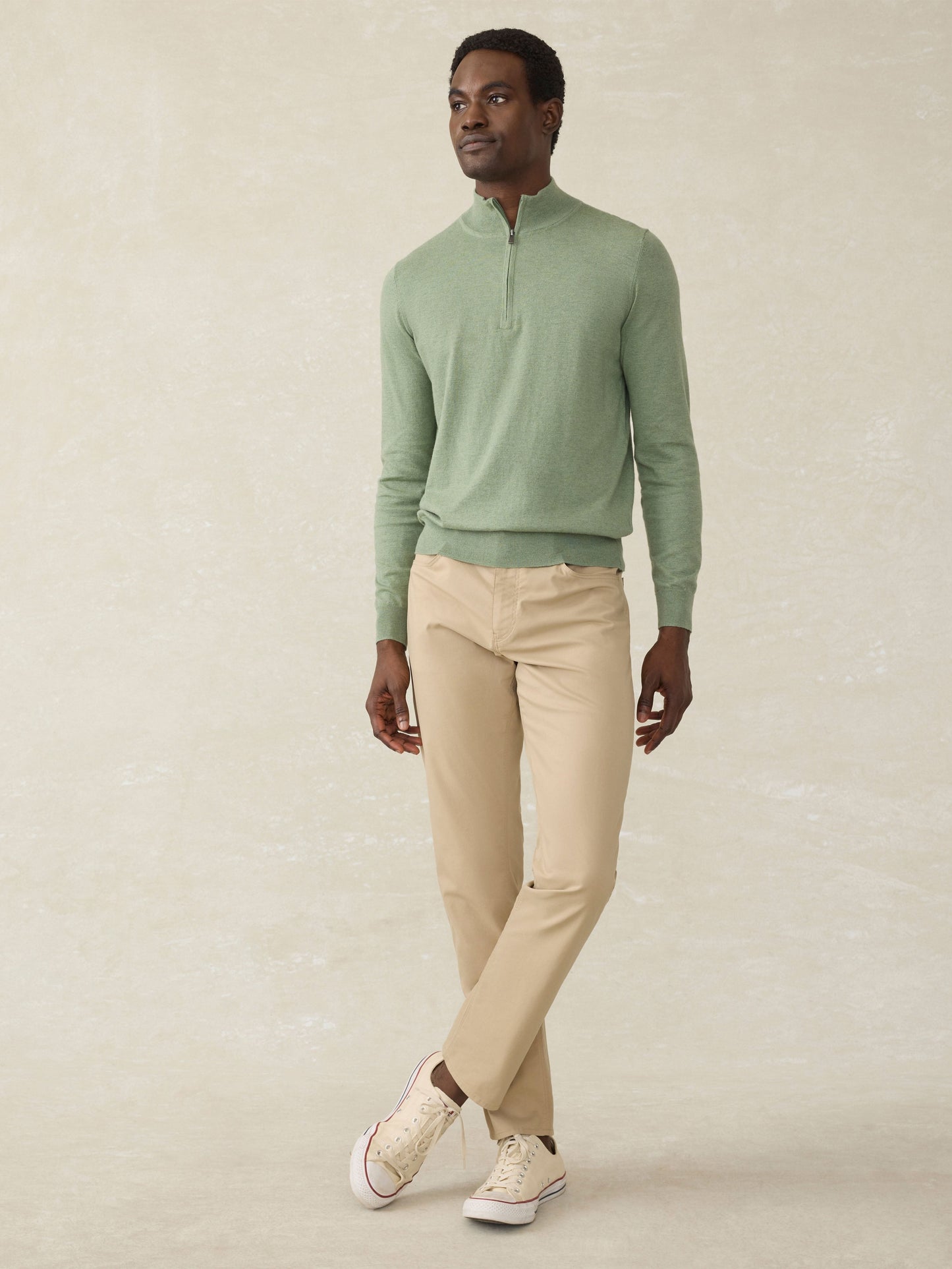 MovementTM Quarter Zip Sweater - Faded Leaf Melange