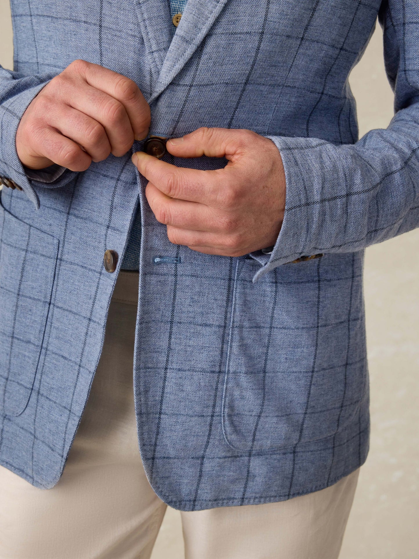 MovementTM Linen Blazer - Storm Cape Windowpane