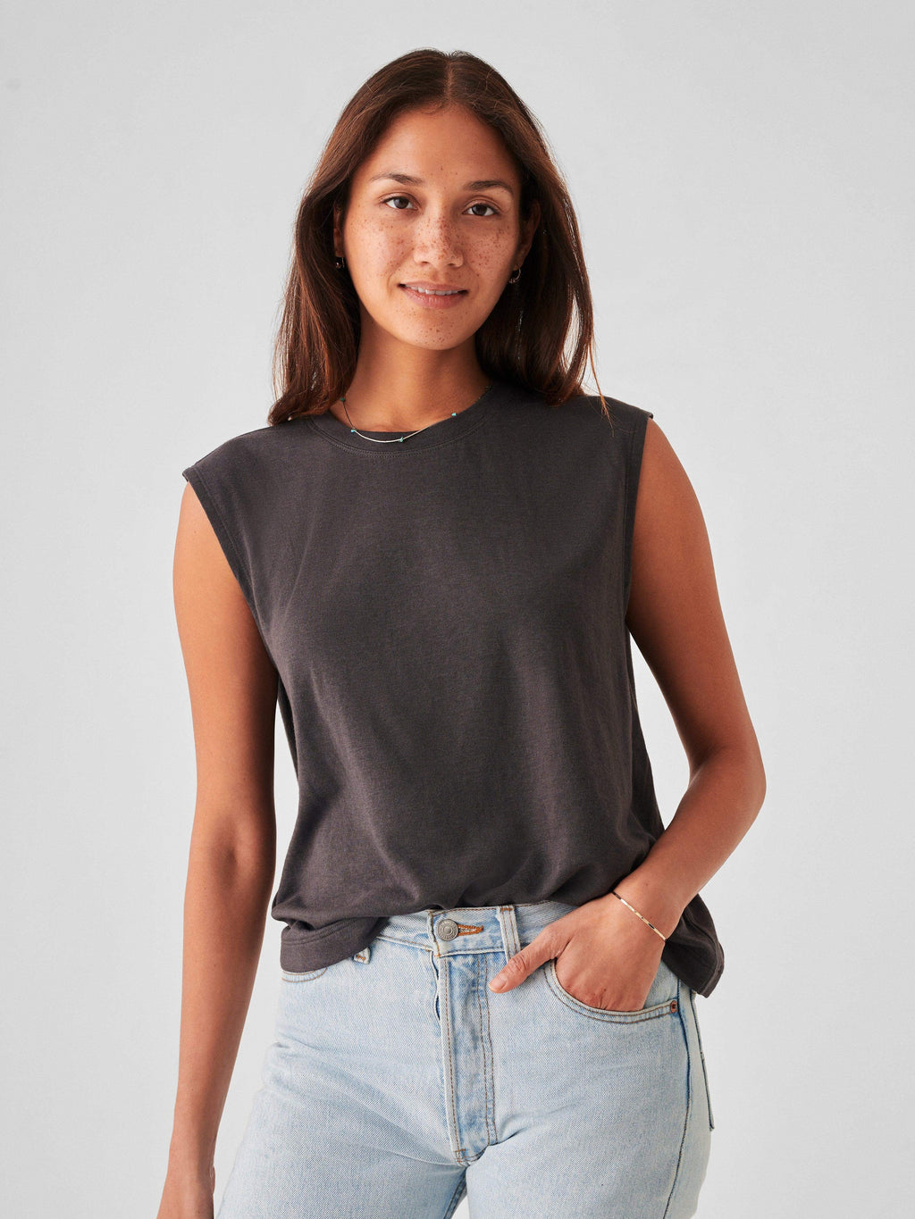Cloud Muscle Tee - Washed Black