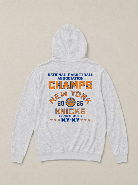 NY Knicks Sunwashed Organic Hoodie - Light Grey Heather