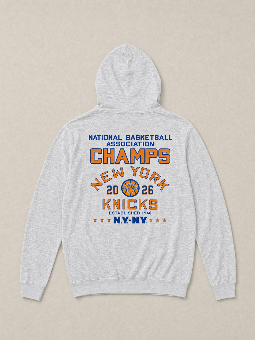 NY Knicks Sunwashed Organic Hoodie - Light Grey Heather