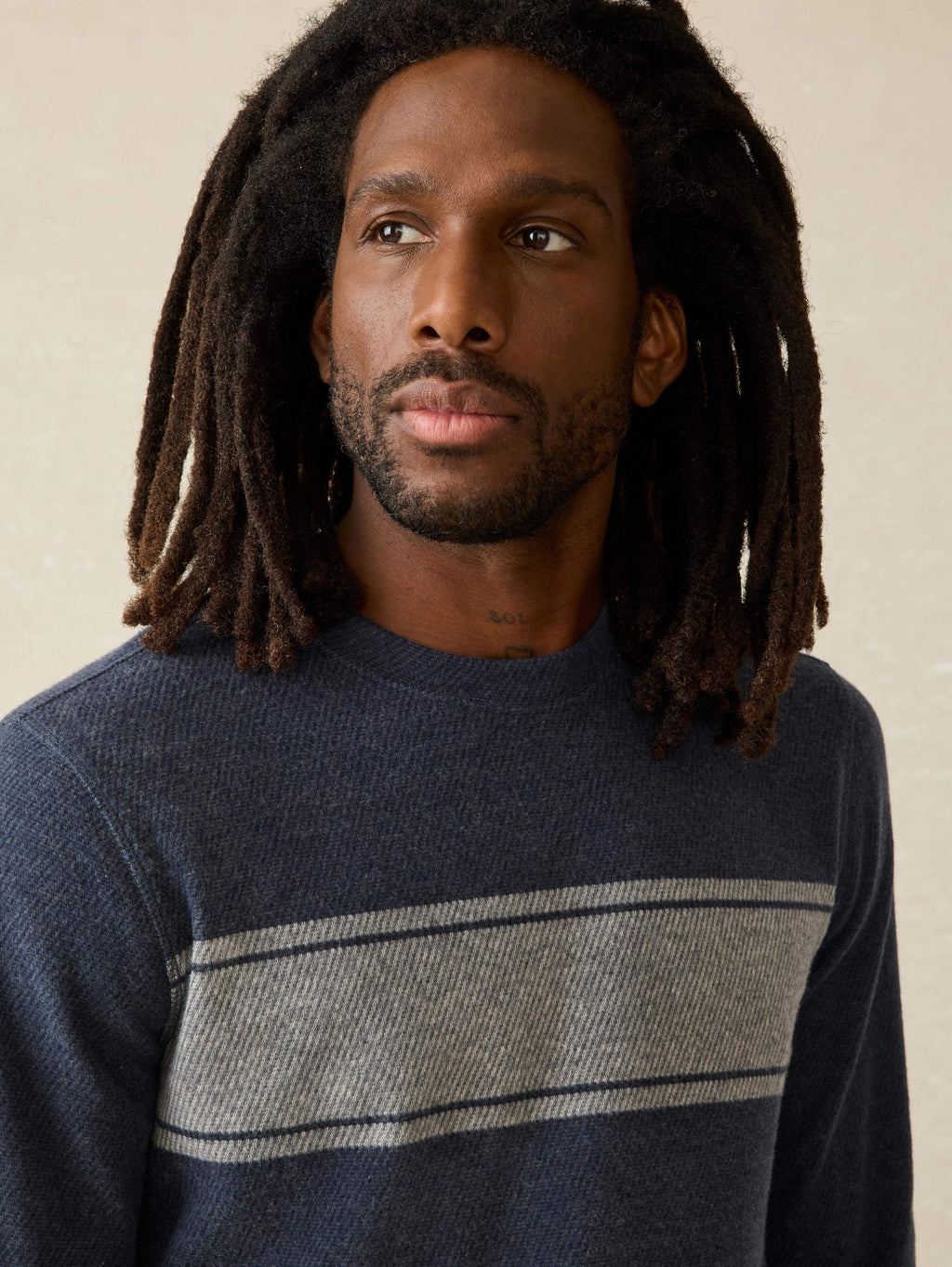 LegendTM Surf Stripe Sweater Crew - Brighton Navy Surf Stripe