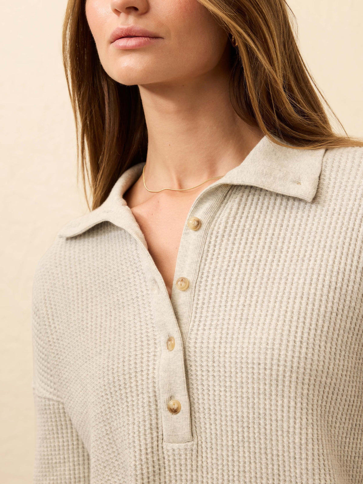 Apres Waffle Henley - Light Grey Heather