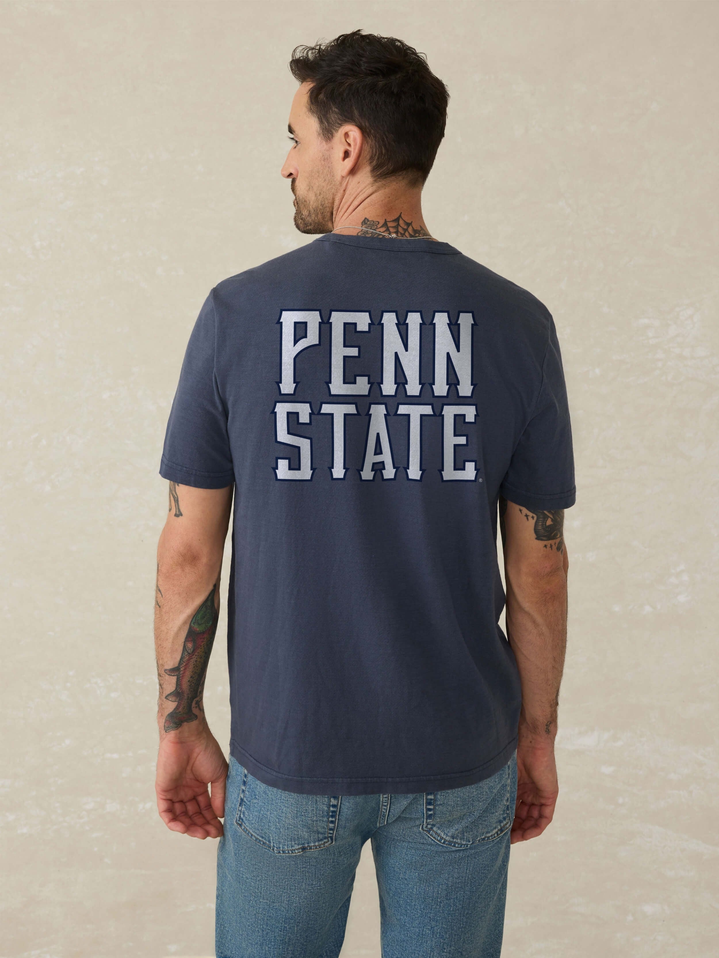 Penn State Sunwashed Pocket Tee - Dune Navy