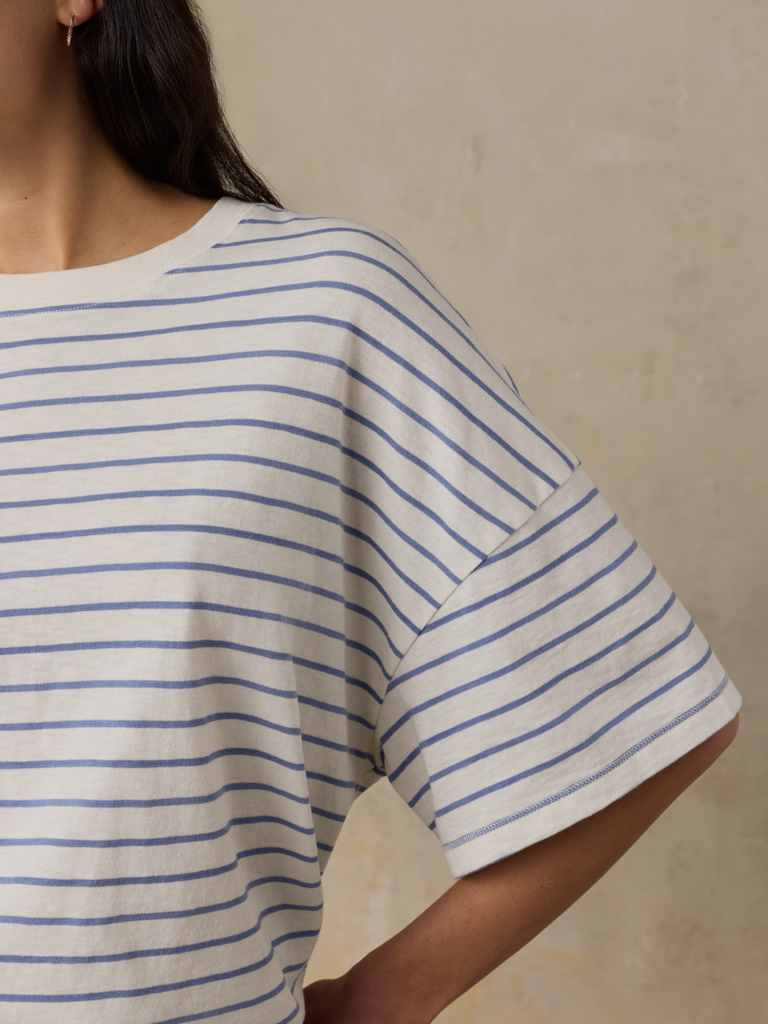 Sunwashed Boyfriend Tee - Ocean Dusk Stripe