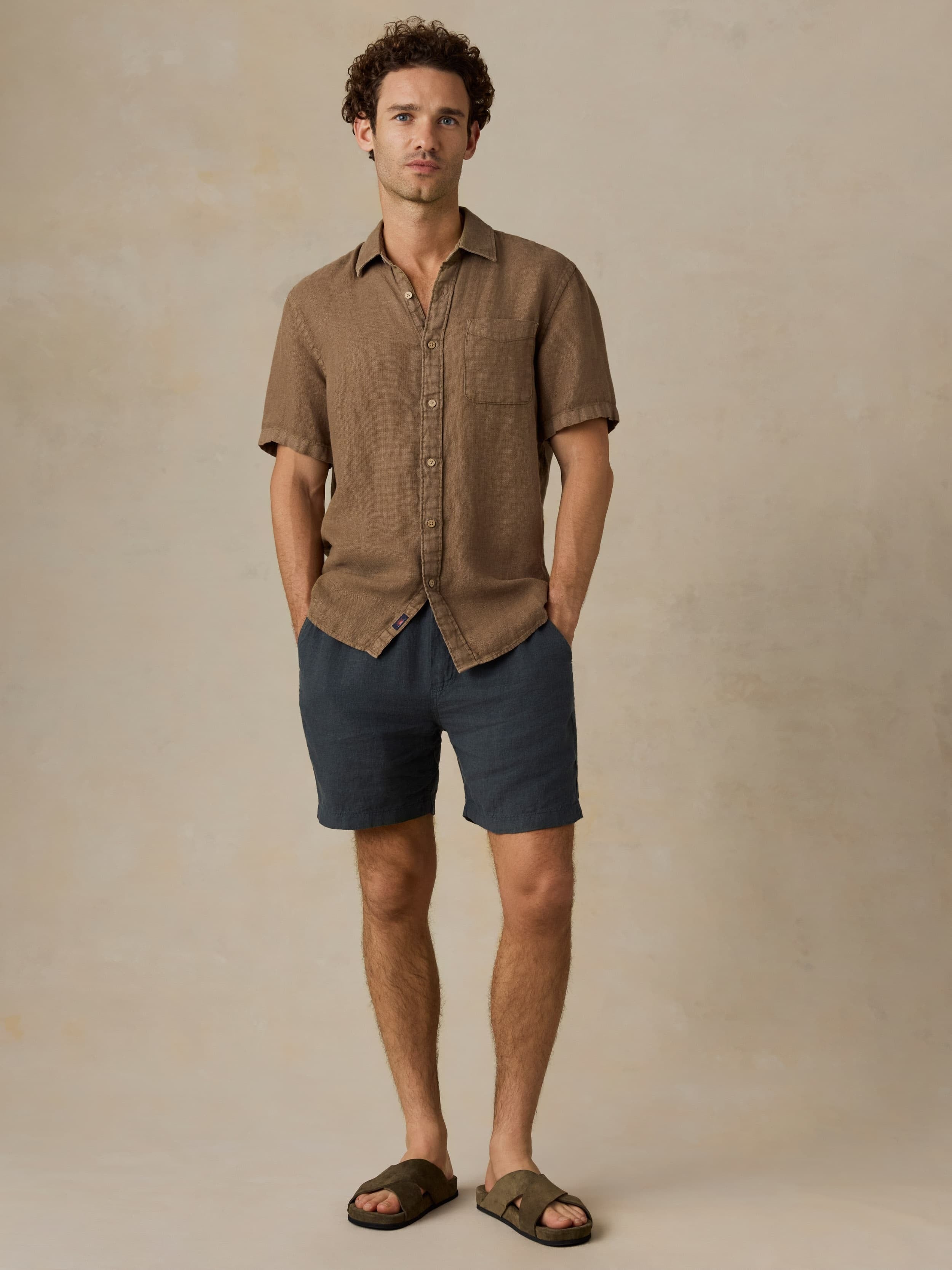 Short-Sleeve Palma Linen Shirt - Island Brown