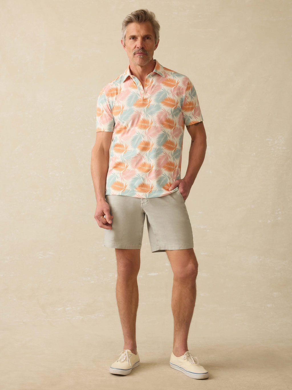 Short-Sleeve MovementTM Pique Polo - Ivory Paradise Palm