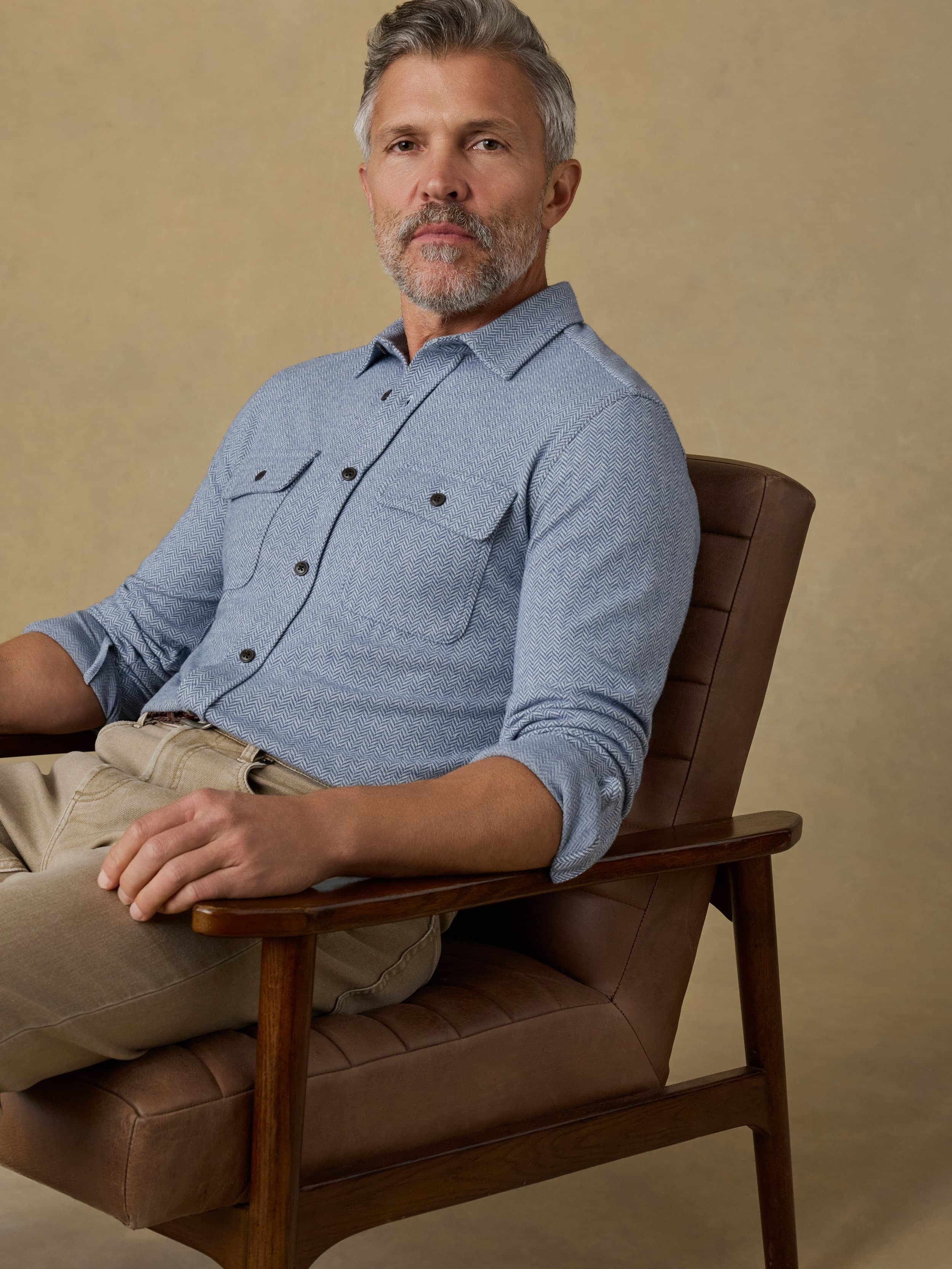 LegendTM Sweater Shirt - Dusty Blue Herringbone