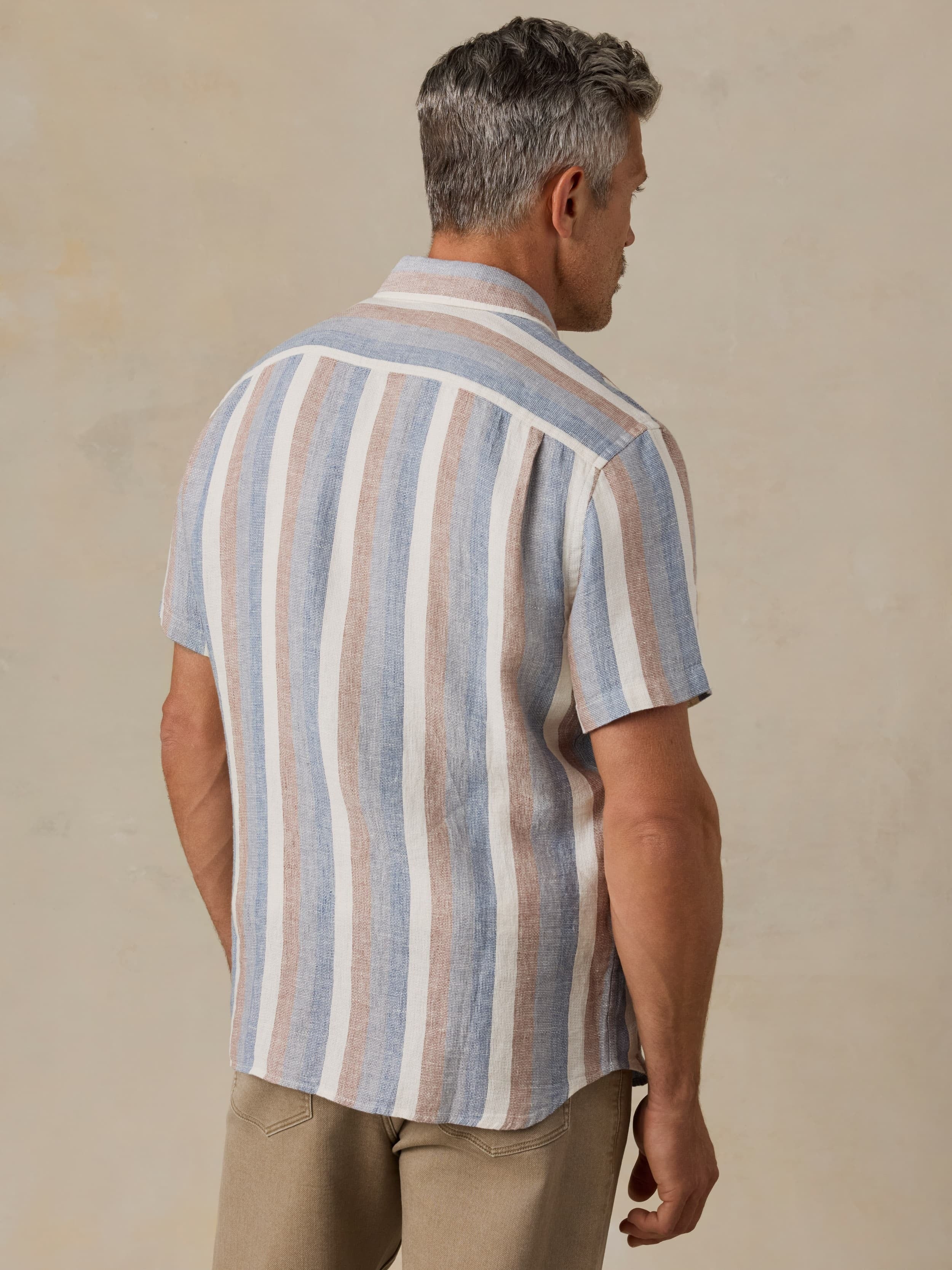 Short-Sleeve Palma Linen Shirt - Meadow Lake Stripe