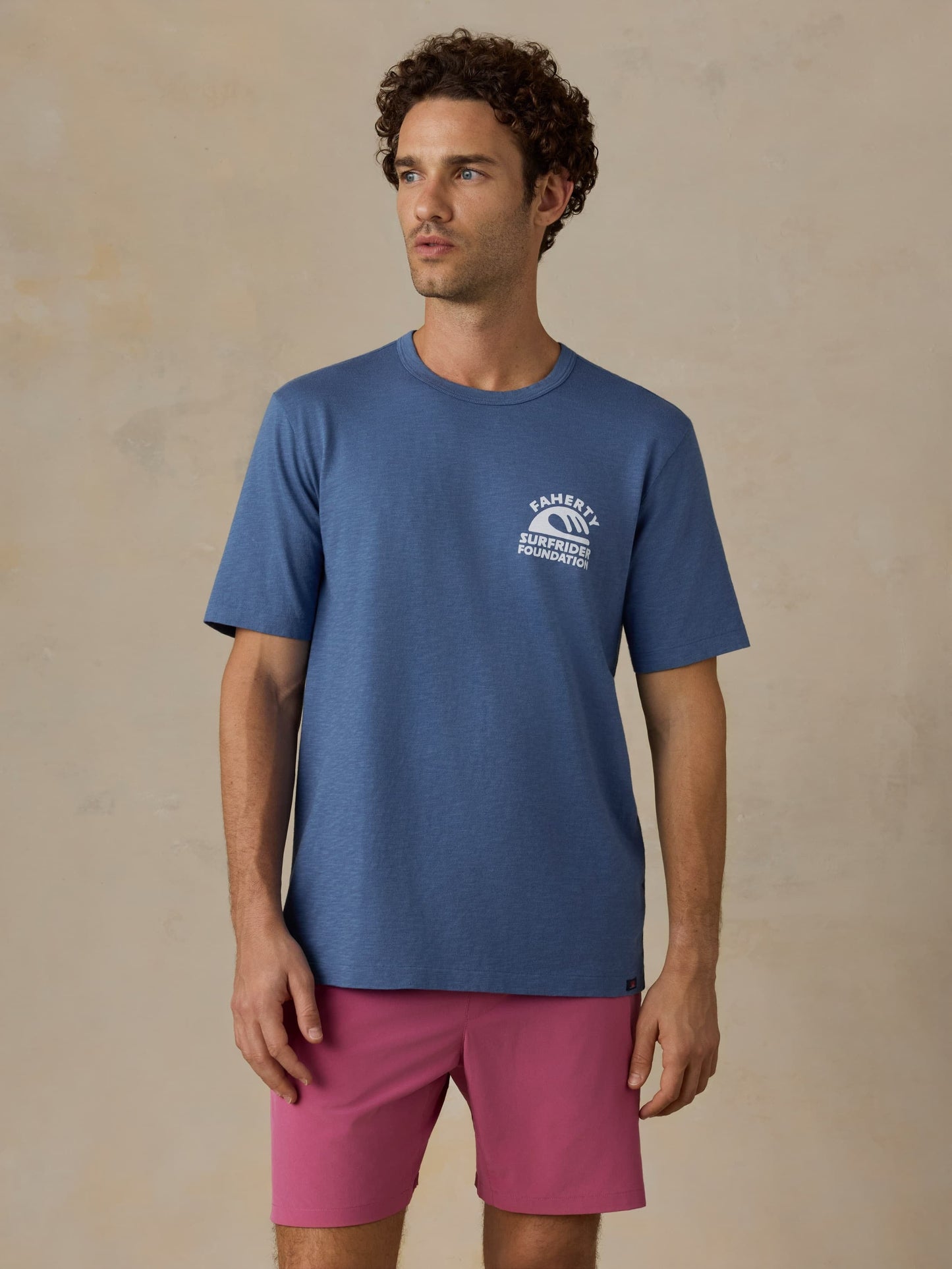 Faherty x Surfrider Sunwashed Regenerative Tee - Blue Horizon