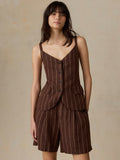 Sun Strider Linen Milo Vest - Harbor Line Stripe