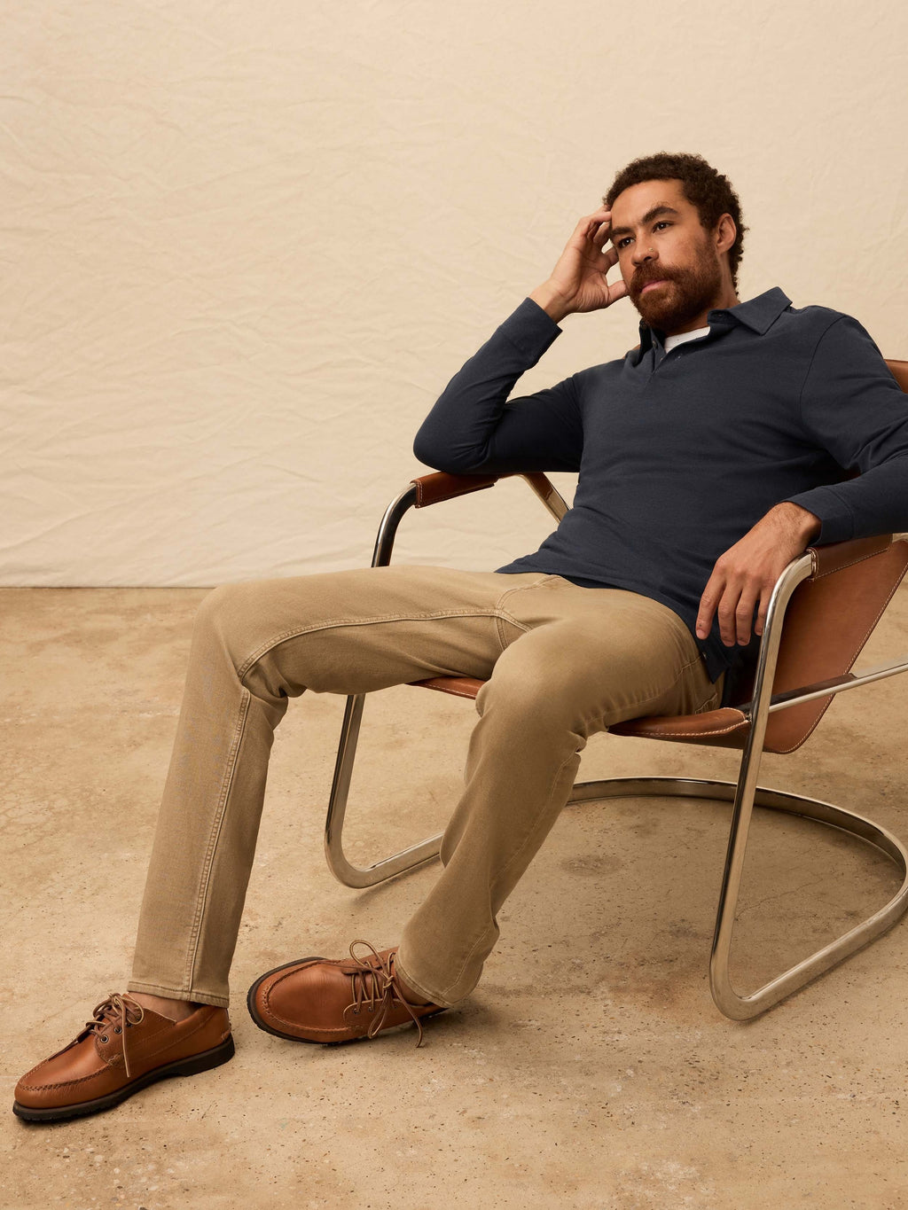 Long-Sleeve MovementTM Pique Polo - Harbor Night Heather