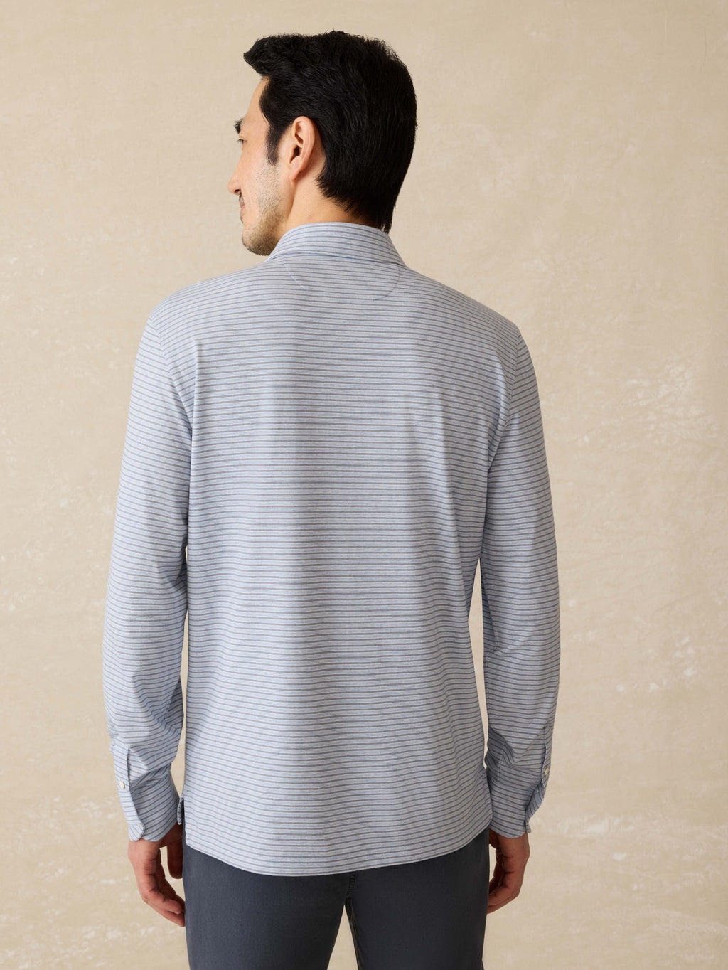 Long-Sleeve MovementTM Polo - Sea Shadow Stripe