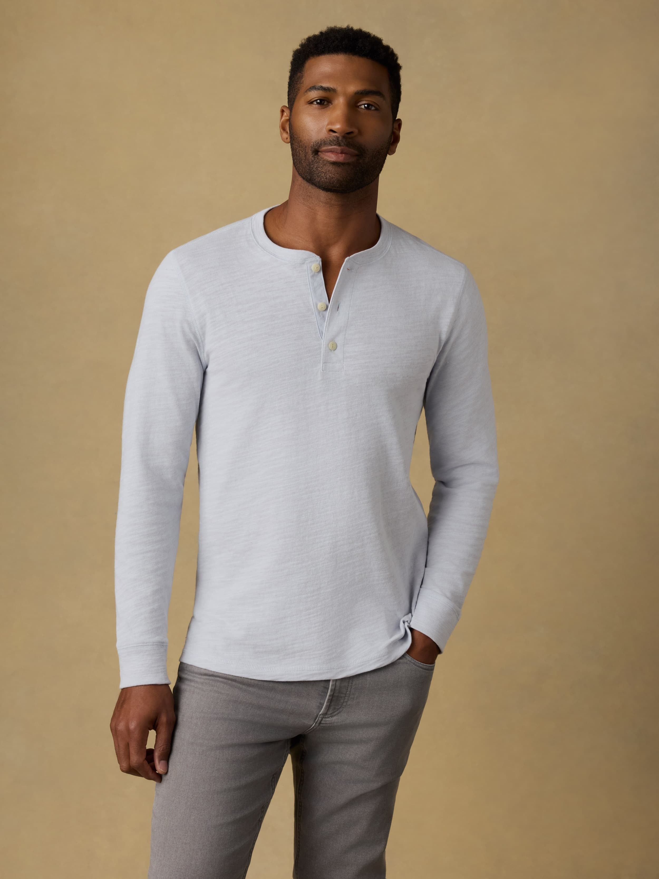 Sunwashed Organic Henley - Coastal Breeze