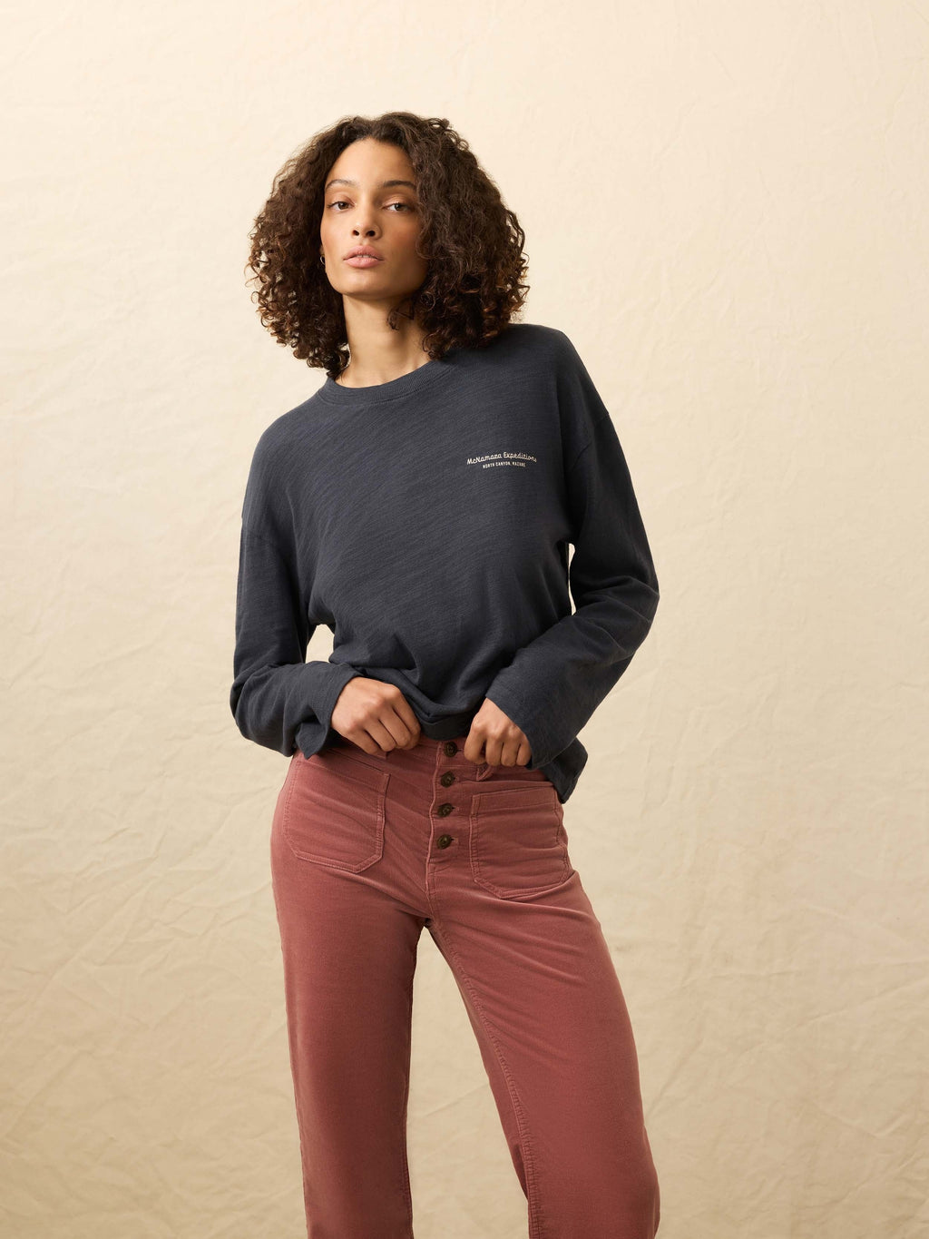 Sunwashed Cotton Fisherman Henley - Blue Nights