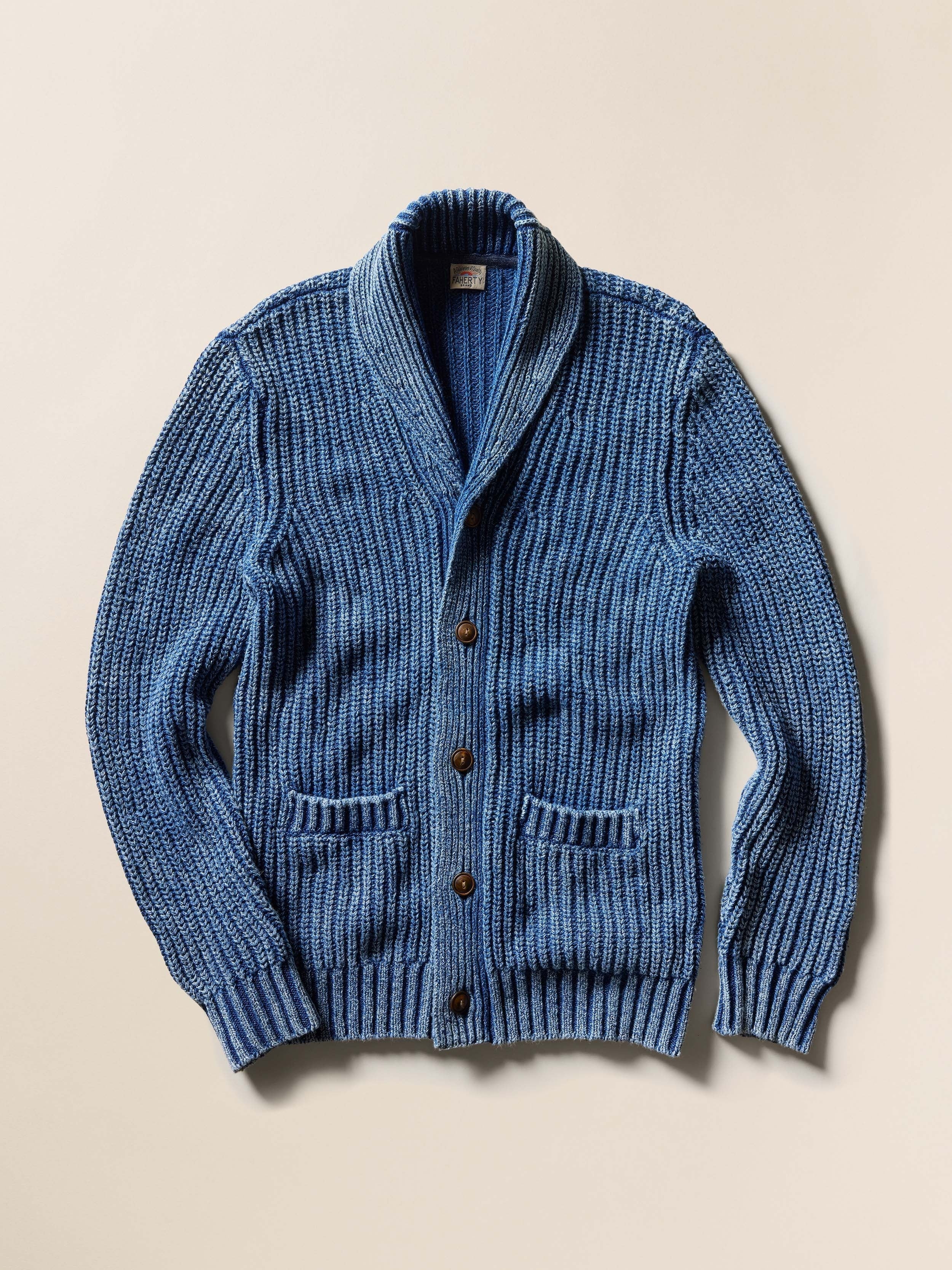 Chunky Indigo Cardigan - Windcliff Indigo Wash
