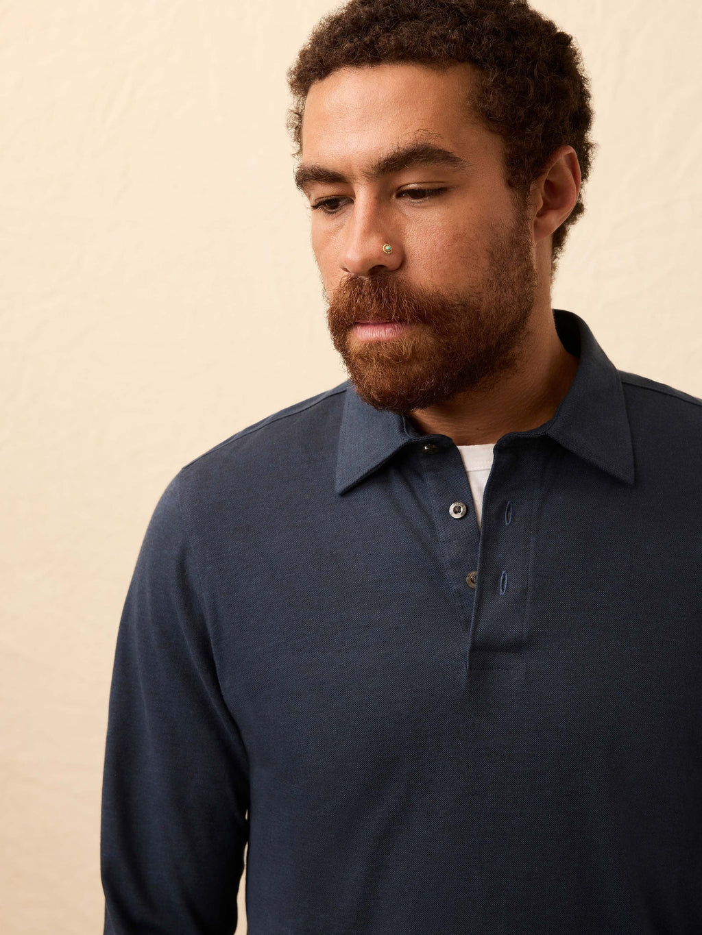 Long-Sleeve MovementTM Pique Polo - Harbor Night Heather