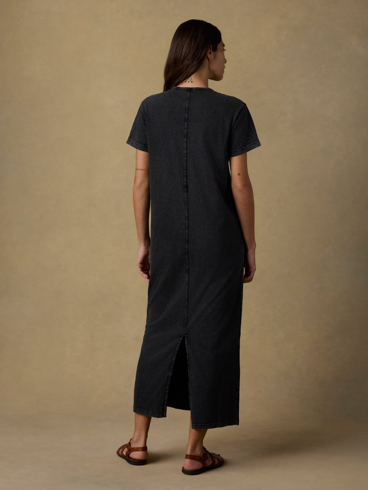 Recycled Cotton Jersey T-Shirt Dress - Washed Black