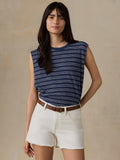 Sunwashed Slub Muscle Tank - Mood Indigo Stripe