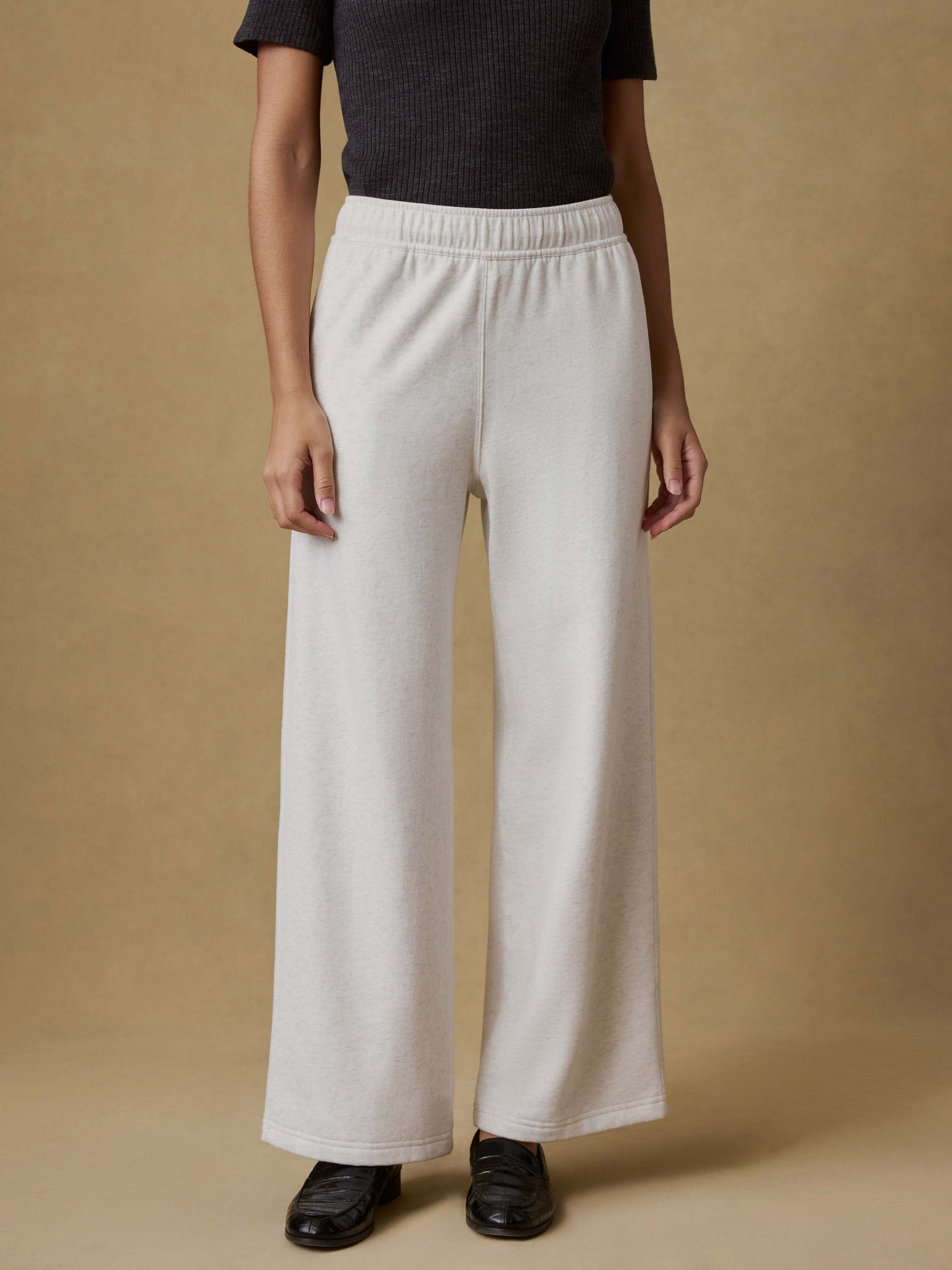 High Standard Fleece Wide Leg Sweatpant - Ice Grey Heather