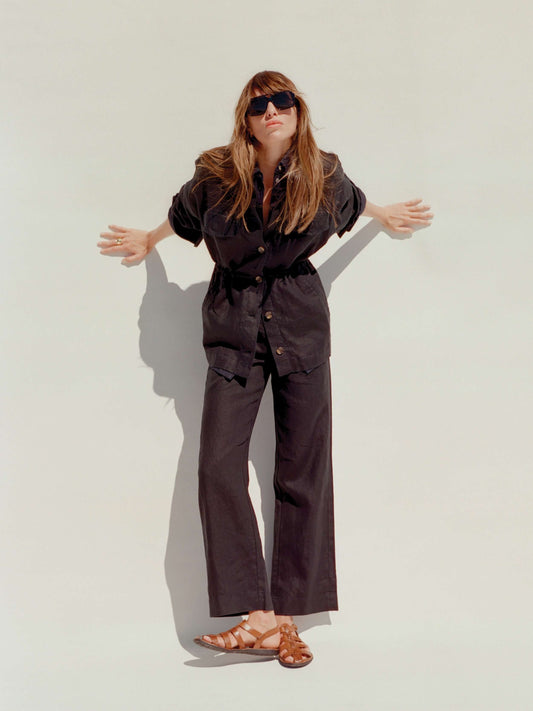 Sun Strider Linen Utility Jacket - Black