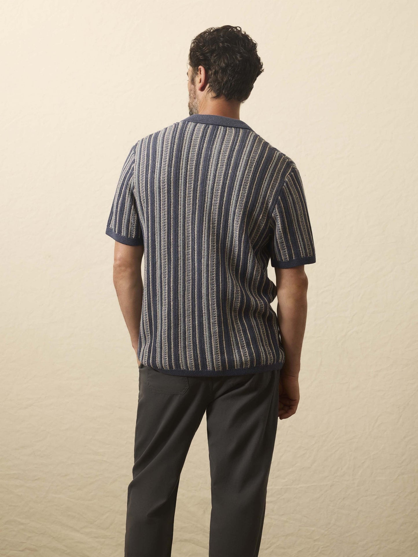Short-Sleeve Sweater Shirt - River Cliffs Stripe
