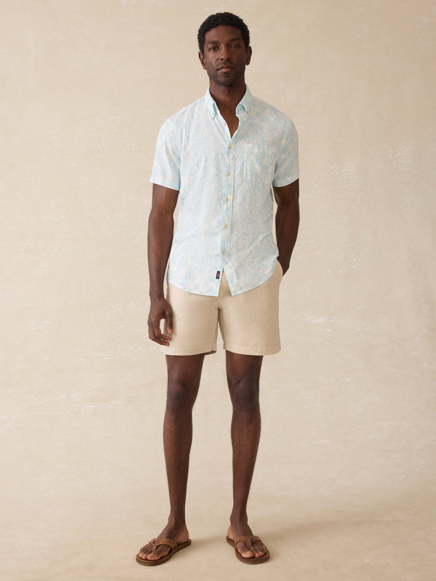 Short-Sleeve Breeze Shirt - Sky Beach Foliage