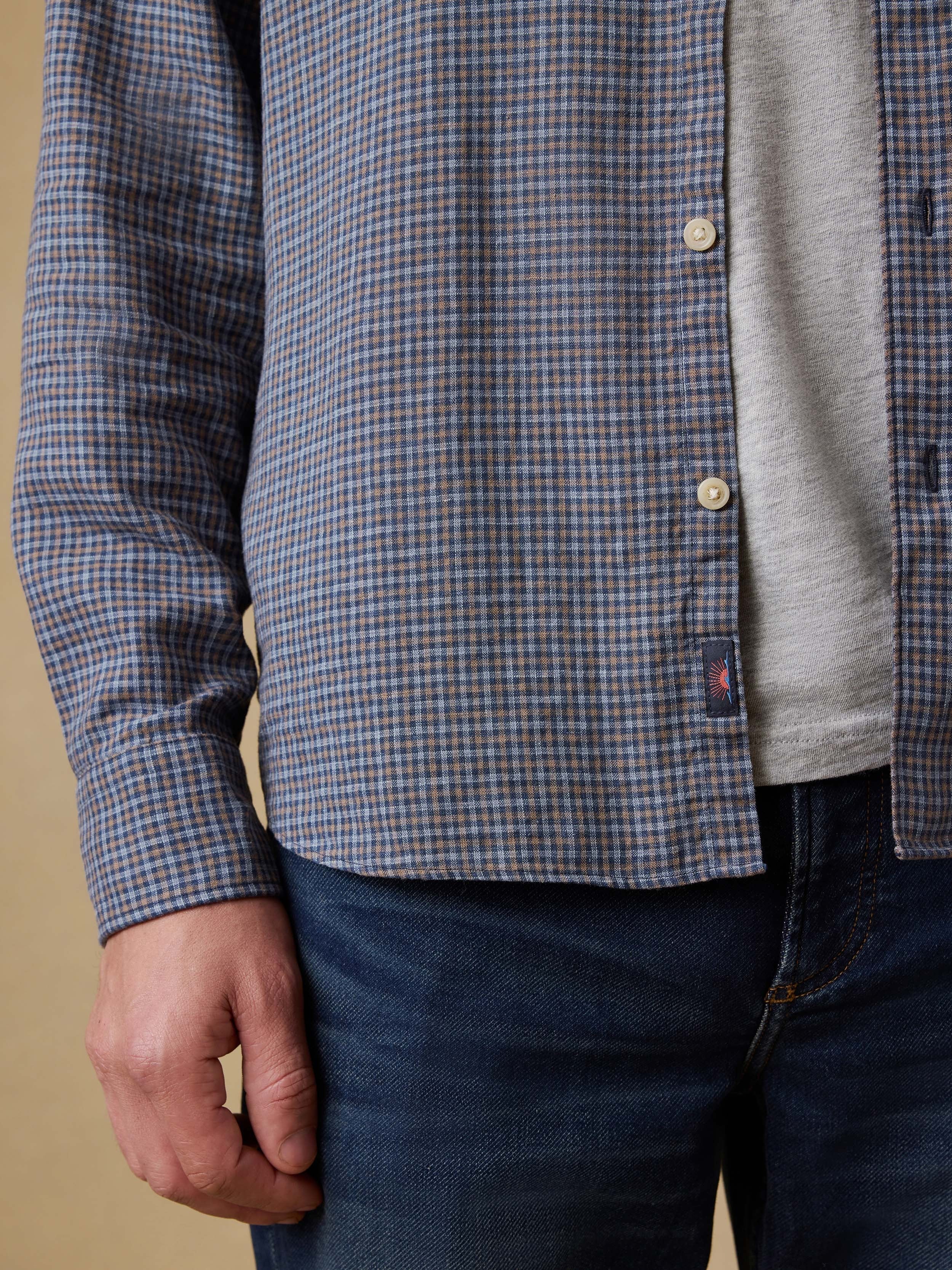 Palmetto Shirt - Navy Palm Check