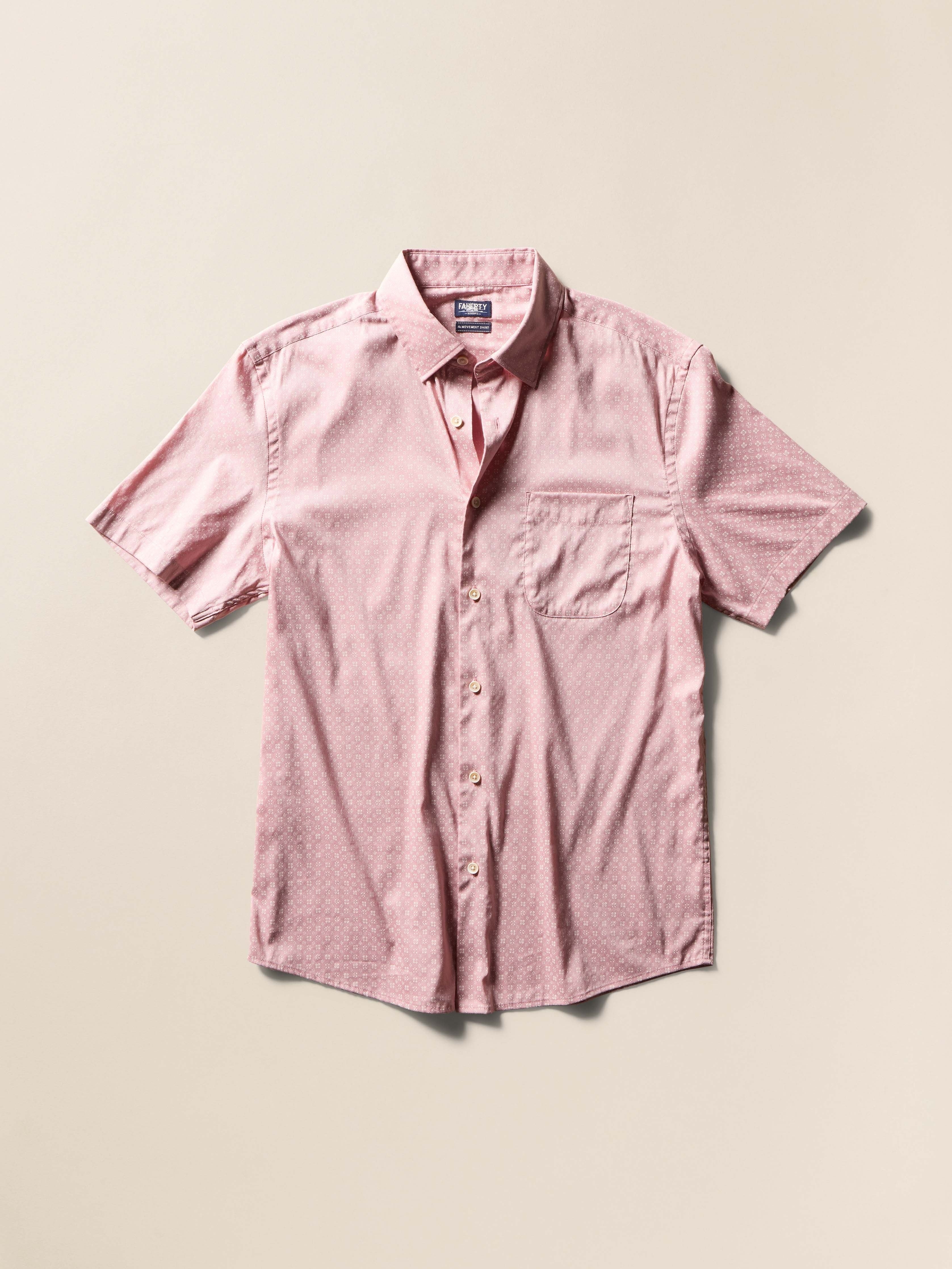 Short-Sleeve MovementTM Monterey Shirt - Mauve Blossom Geo