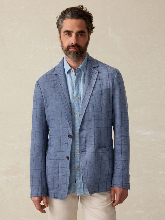MovementTM Linen Blazer - Storm Cape Windowpane