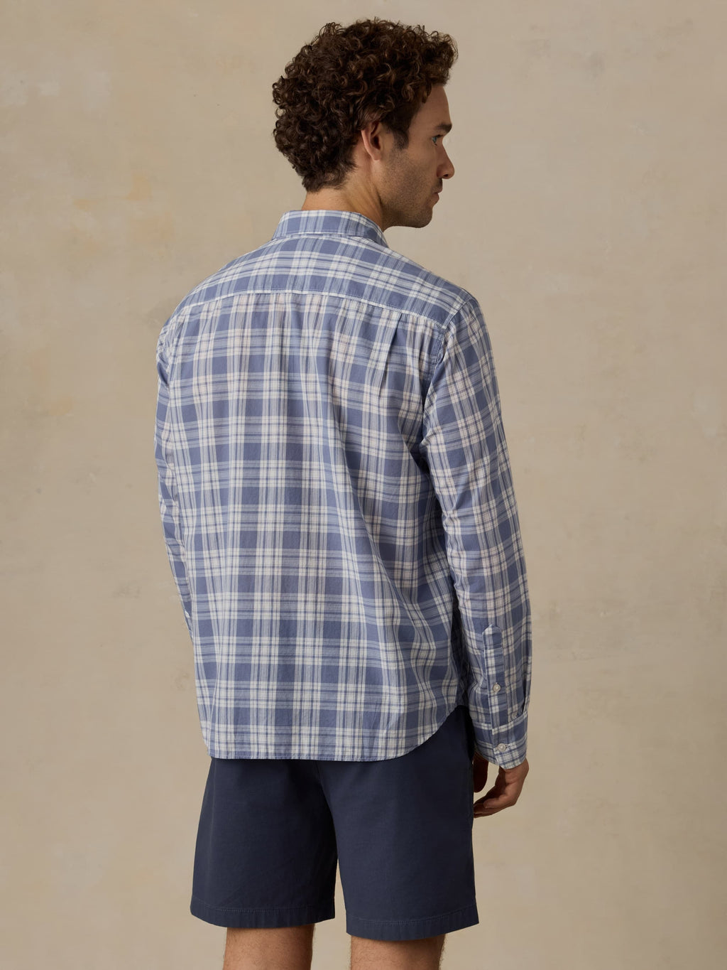 Long-Sleeve Weightless Cotton Shirt - Coastal Waters Plaid