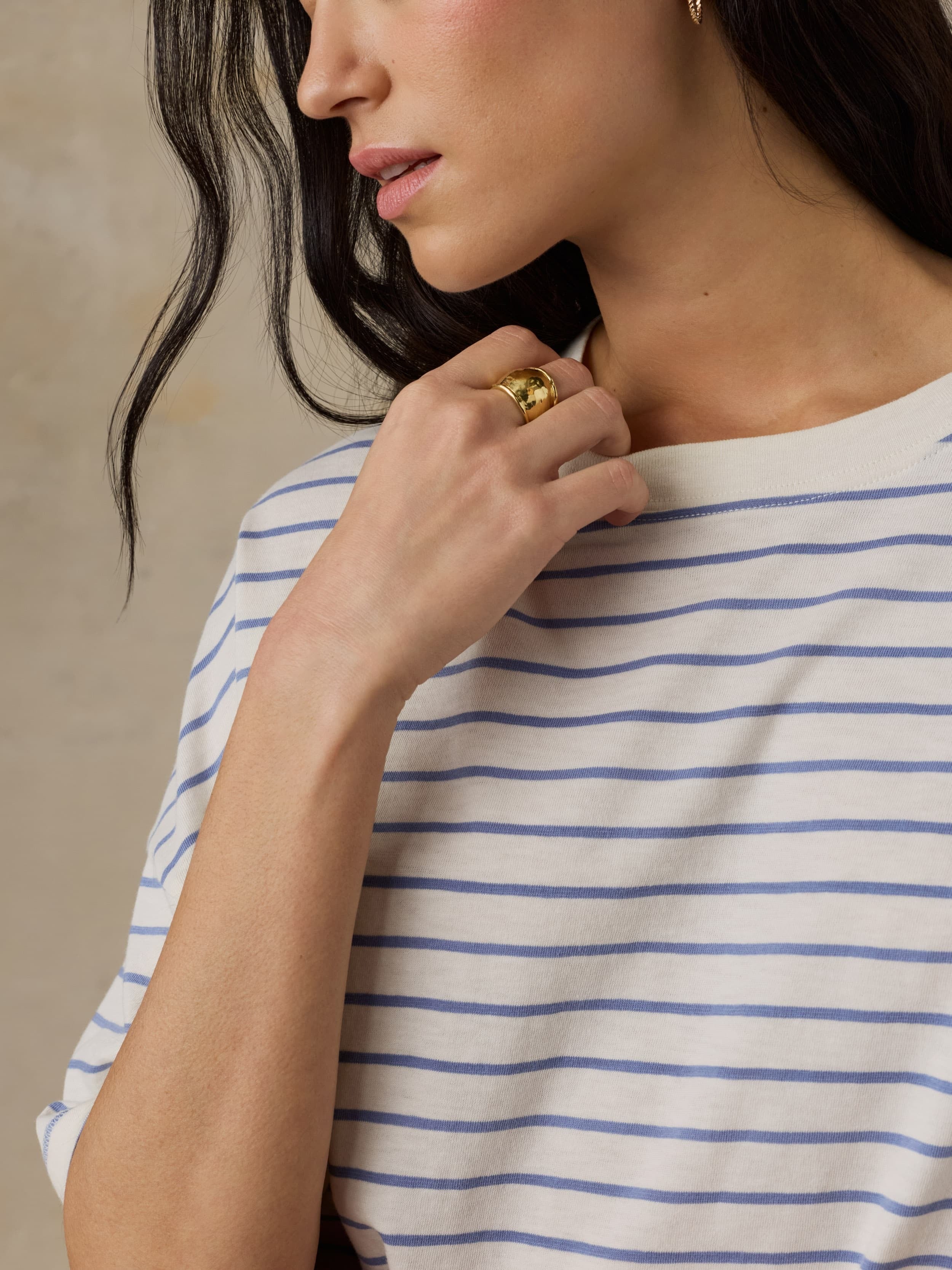 Sunwashed Boyfriend Tee - Ocean Dusk Stripe