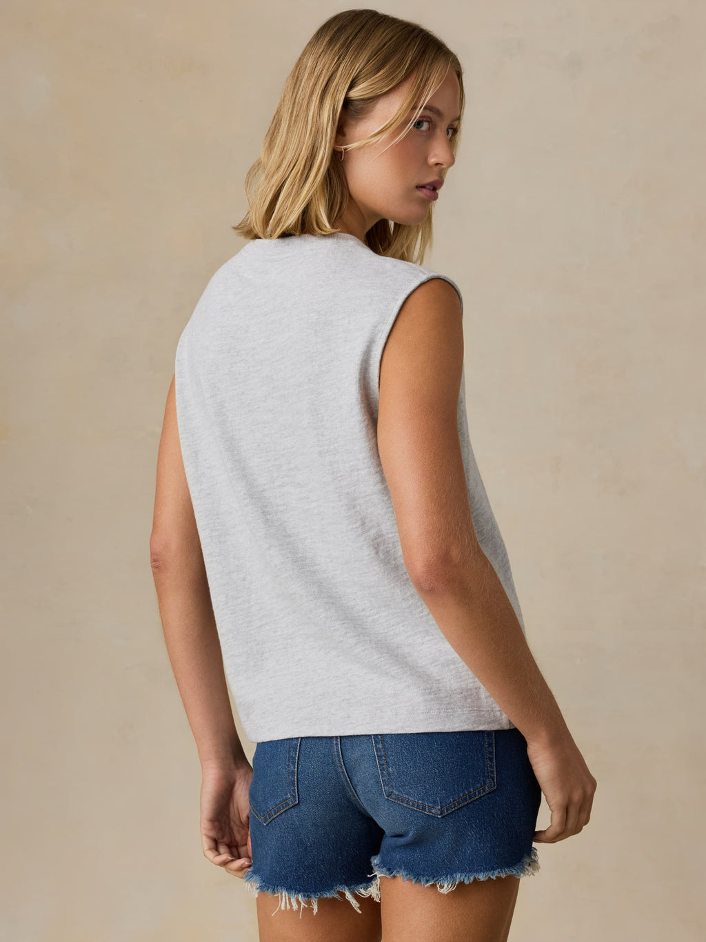 Sunwashed Slub Muscle Tank - Light Grey Heather