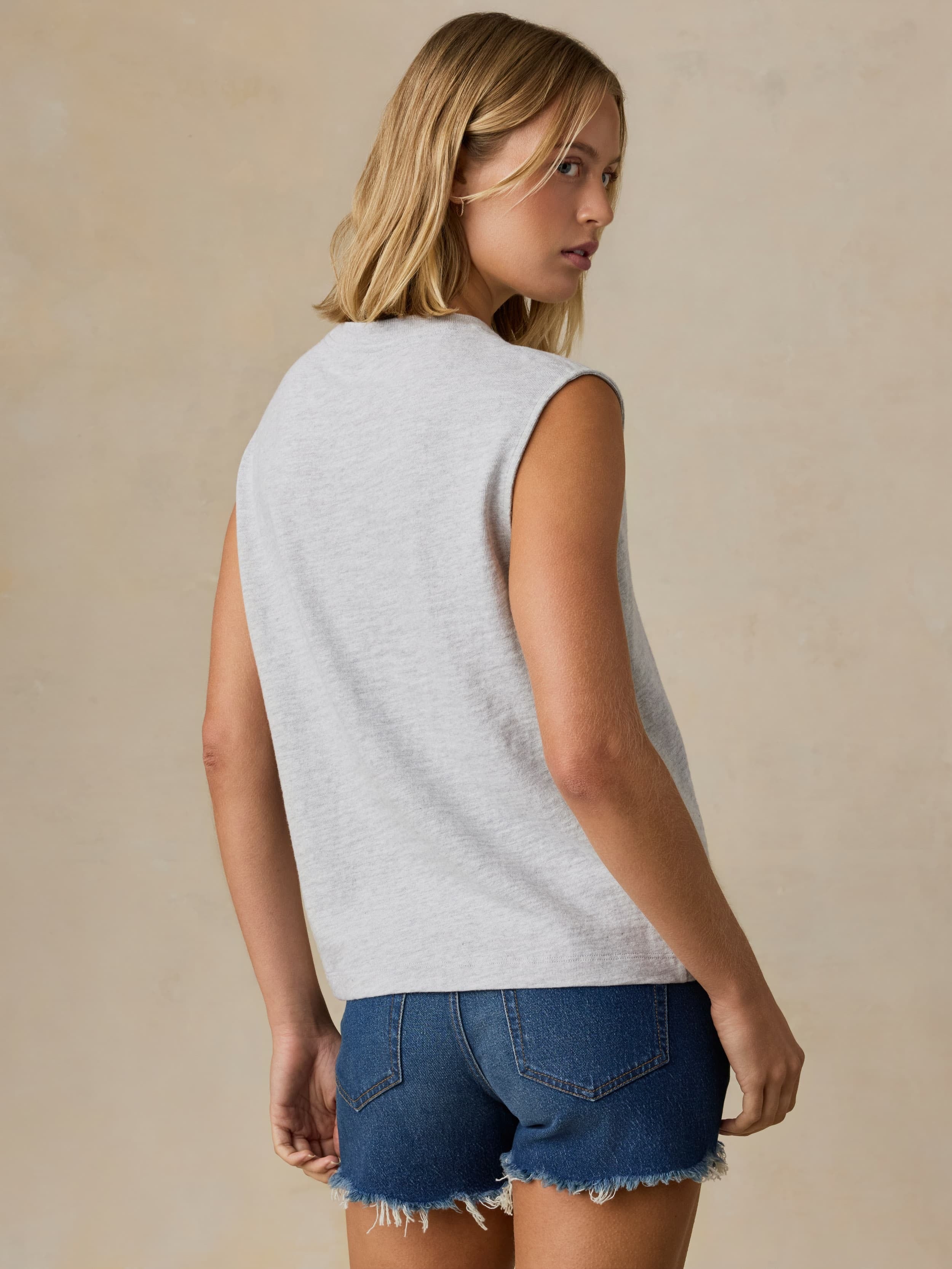 Sunwashed Slub Muscle Tank - Light Grey Heather