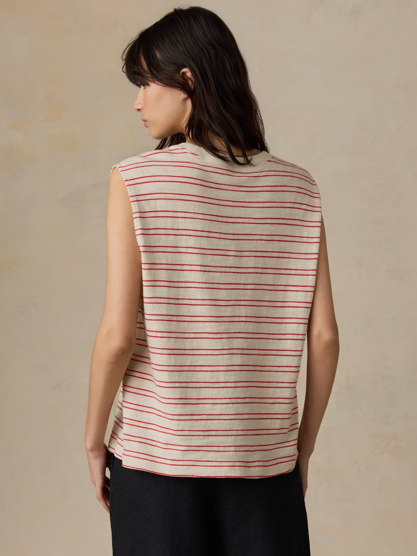 Sunwashed Slub Muscle Tank - Summer Sand Stripe