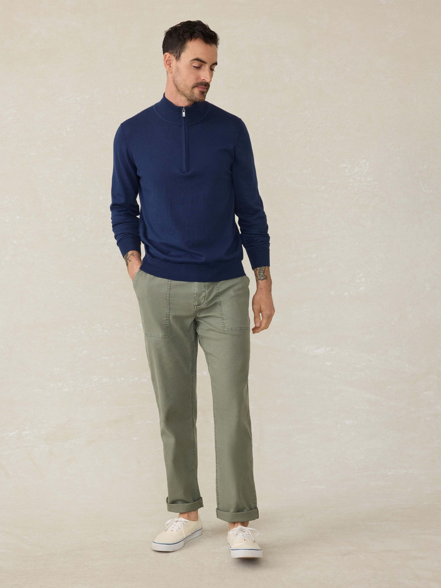 MovementTM Quarter Zip Sweater - Marine Navy Heather