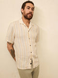 Short-Sleeve Laguna Linen Camp Shirt - Oak Island Stripe
