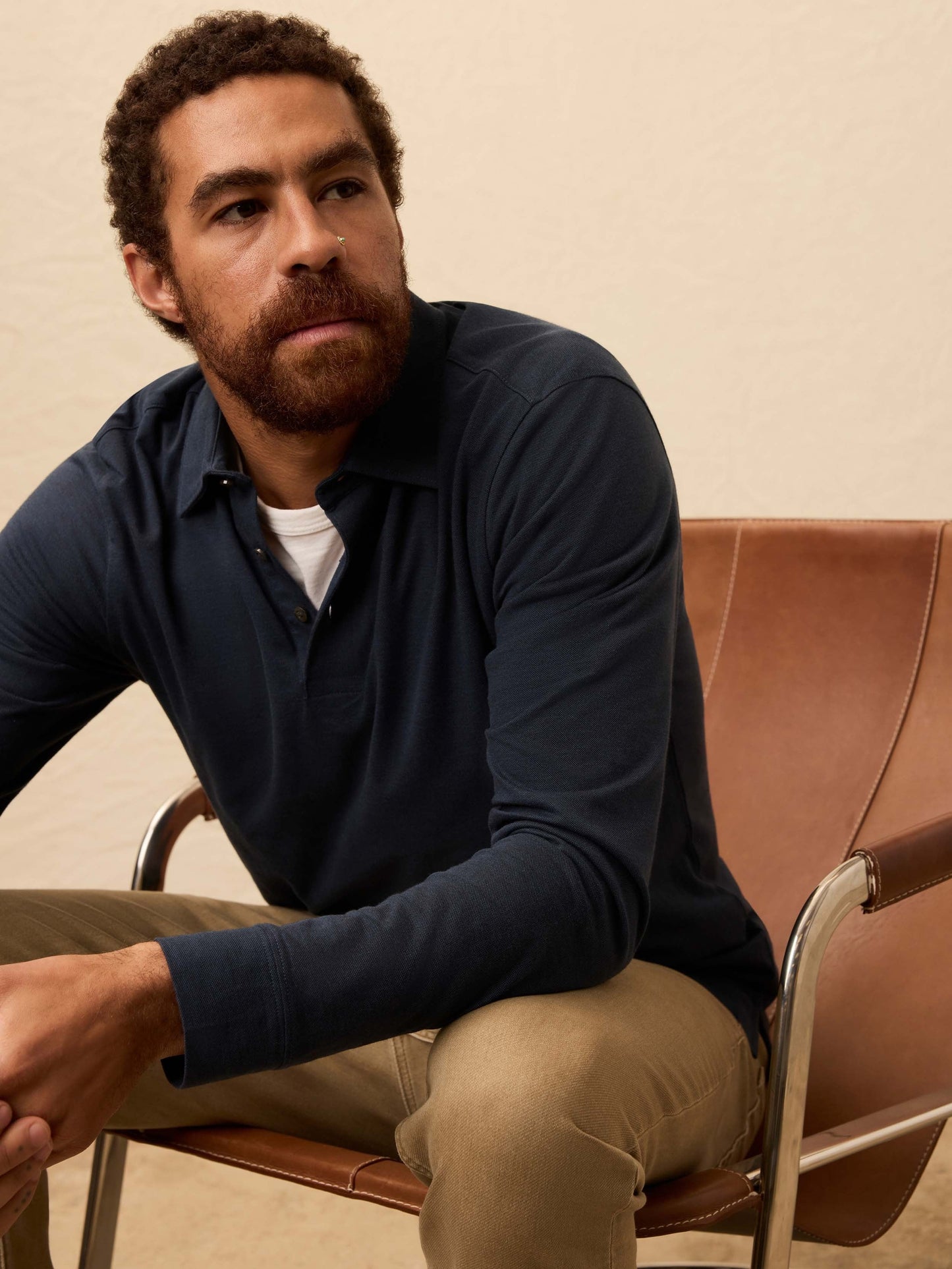 Long-Sleeve MovementTM Pique Polo - Harbor Night Heather