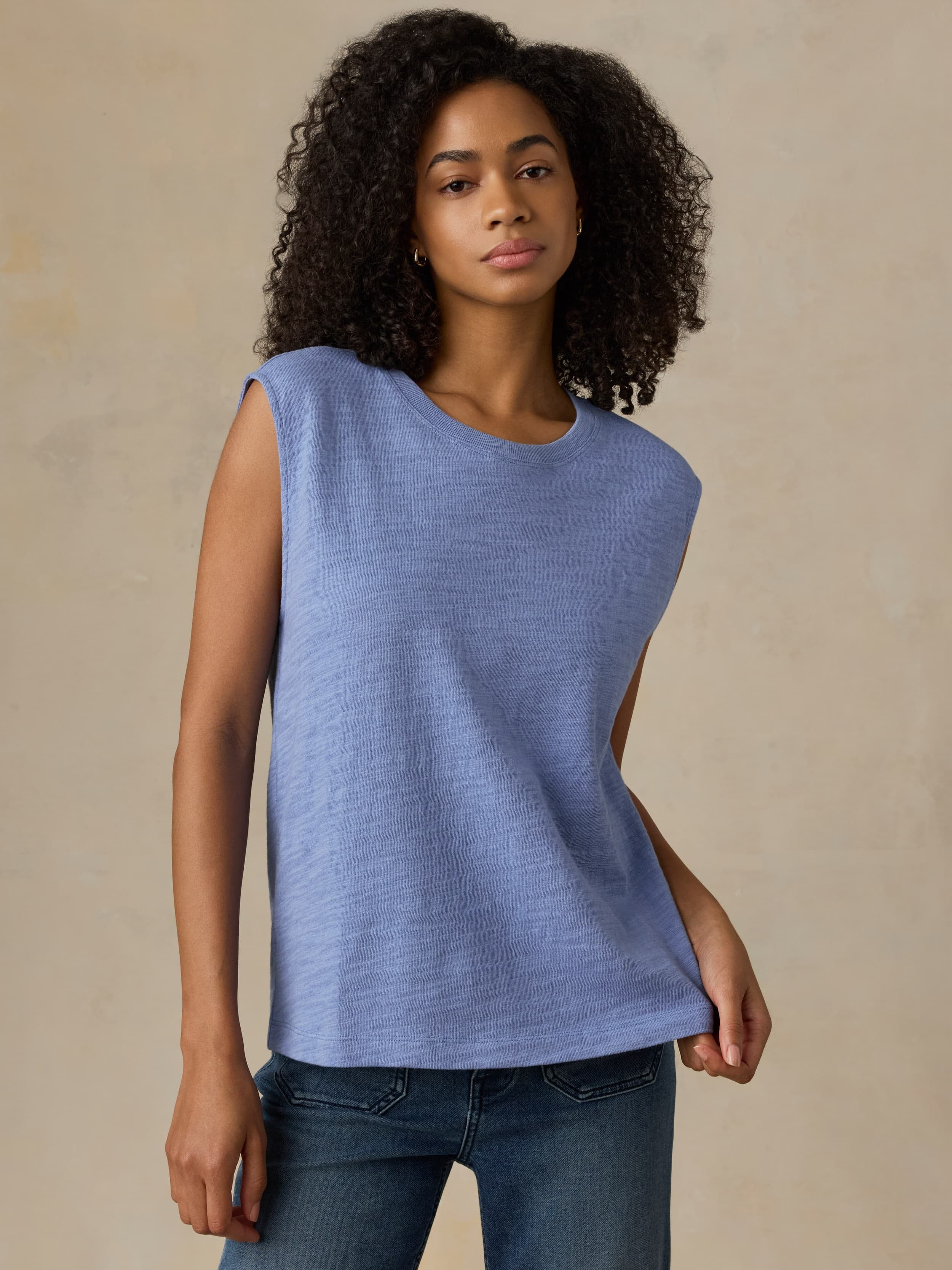 Sunwashed Slub Muscle Tank - Ocean Dusk