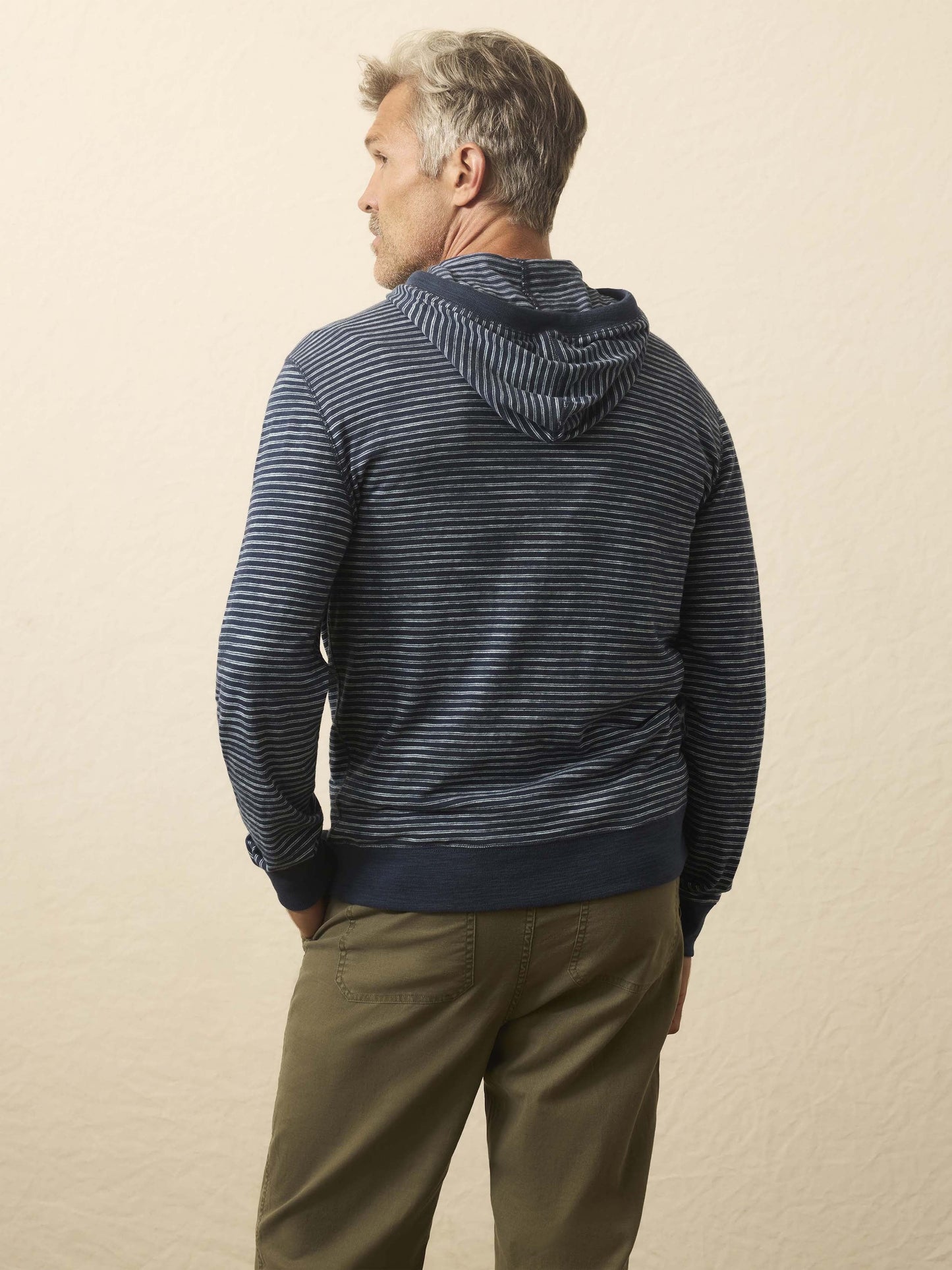 Sunwashed Organic Hoodie - Navy Stream Stripe